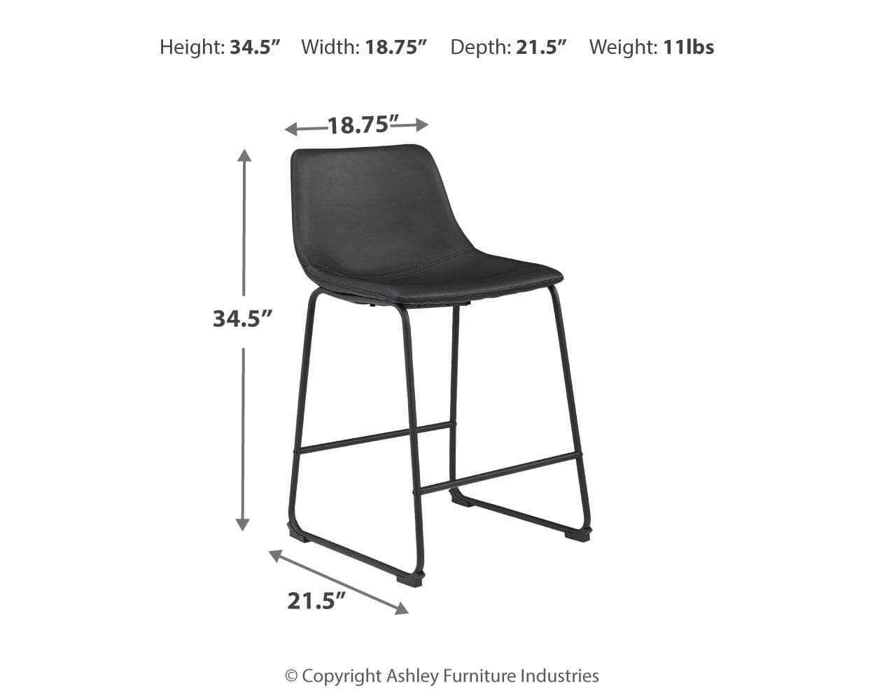 Centiar Counter Height Bar Stool — Black/Gray — view 4