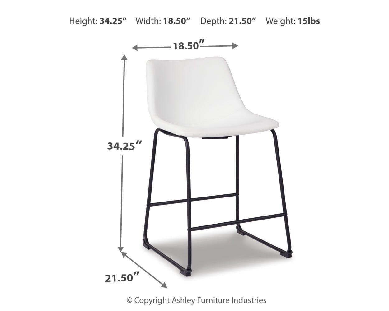 Centiar Counter Height Bar Stool — White & Black/Gray — view 7
