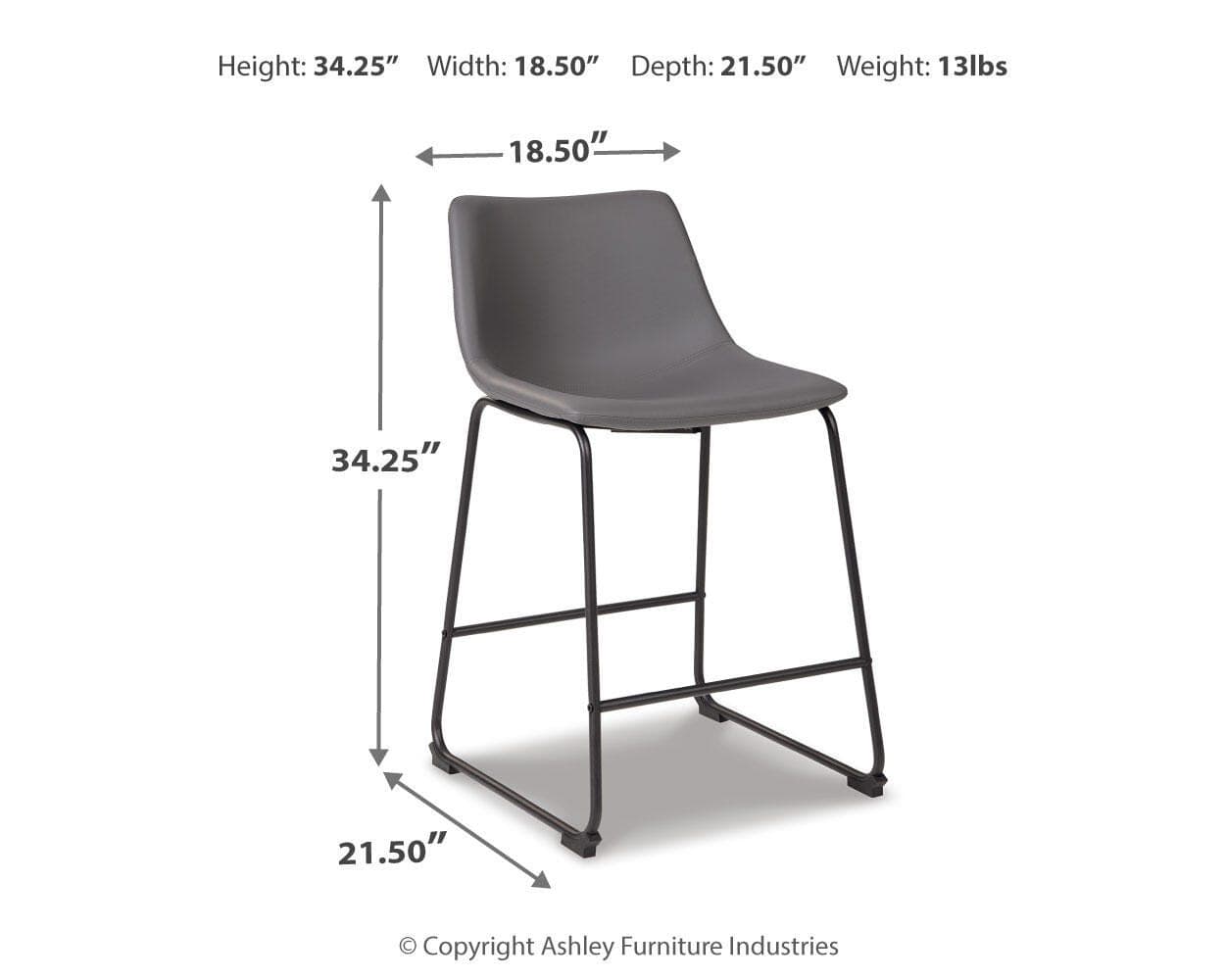 Centiar Counter Height Bar Stool — Black/Gray — view 7