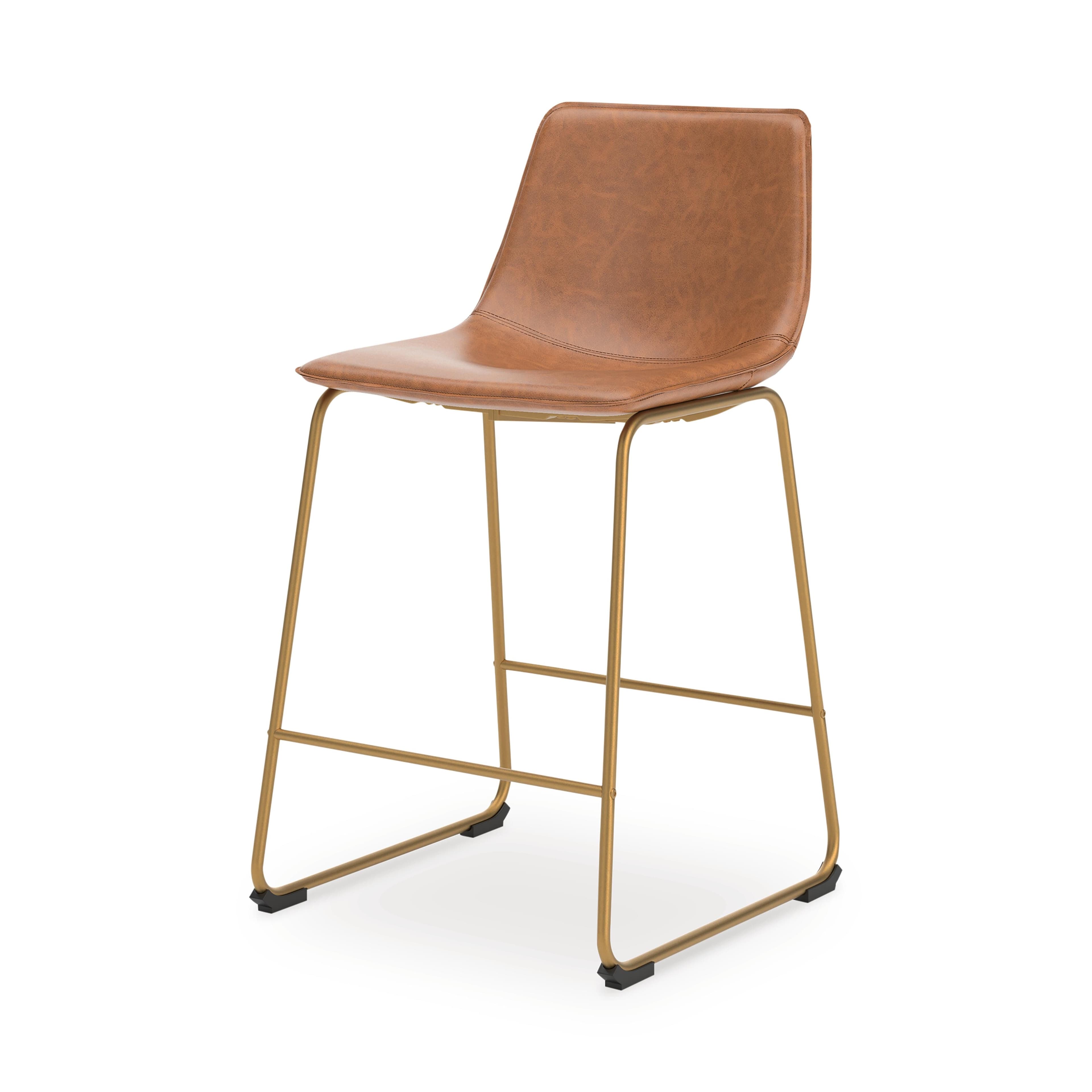 Crandox Counter Height Barstool — Metallic & Brown/Beige — view 7
