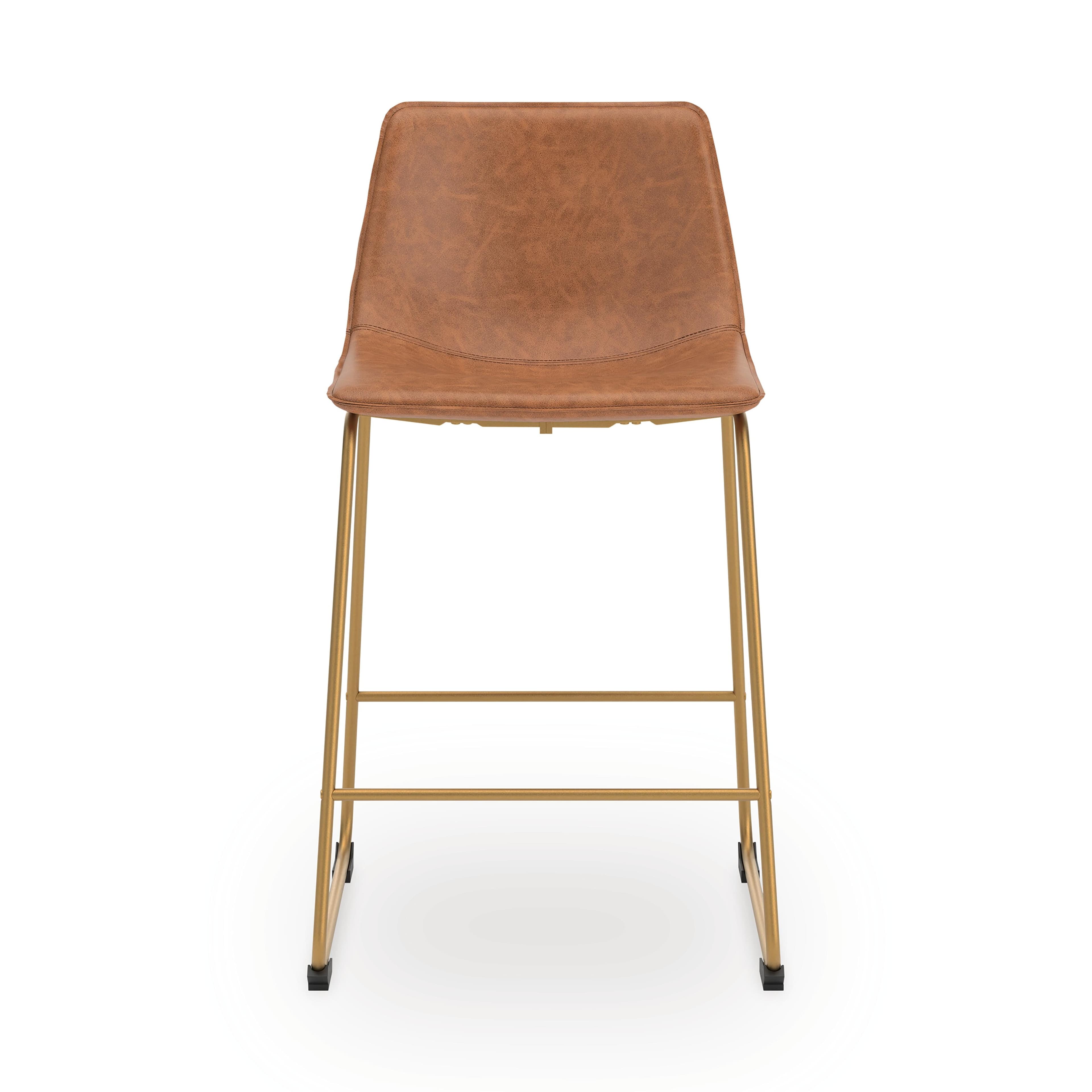 Crandox Counter Height Barstool — Metallic & Brown/Beige — view 2