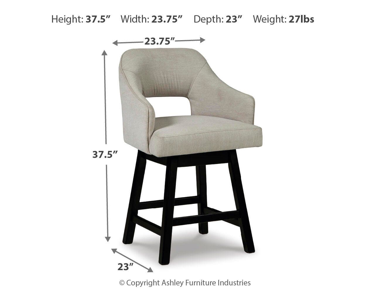 Tallenger Counter Height Bar Stool — White & Brown/Beige — view 4