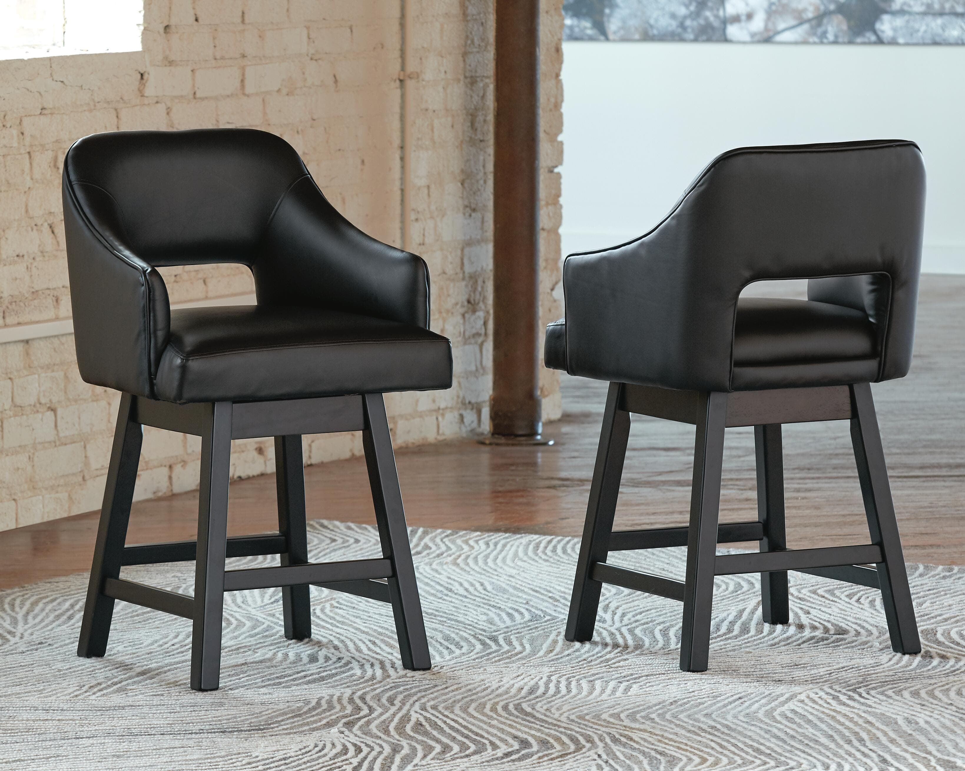Tallenger Counter Height Bar Stool — Black/Gray & Brown/Beige — view 2