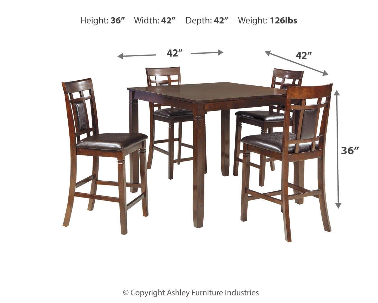 Bennox Counter Height Dining Table and Bar Stools (Set of 5) — Brown/Beige — view 4