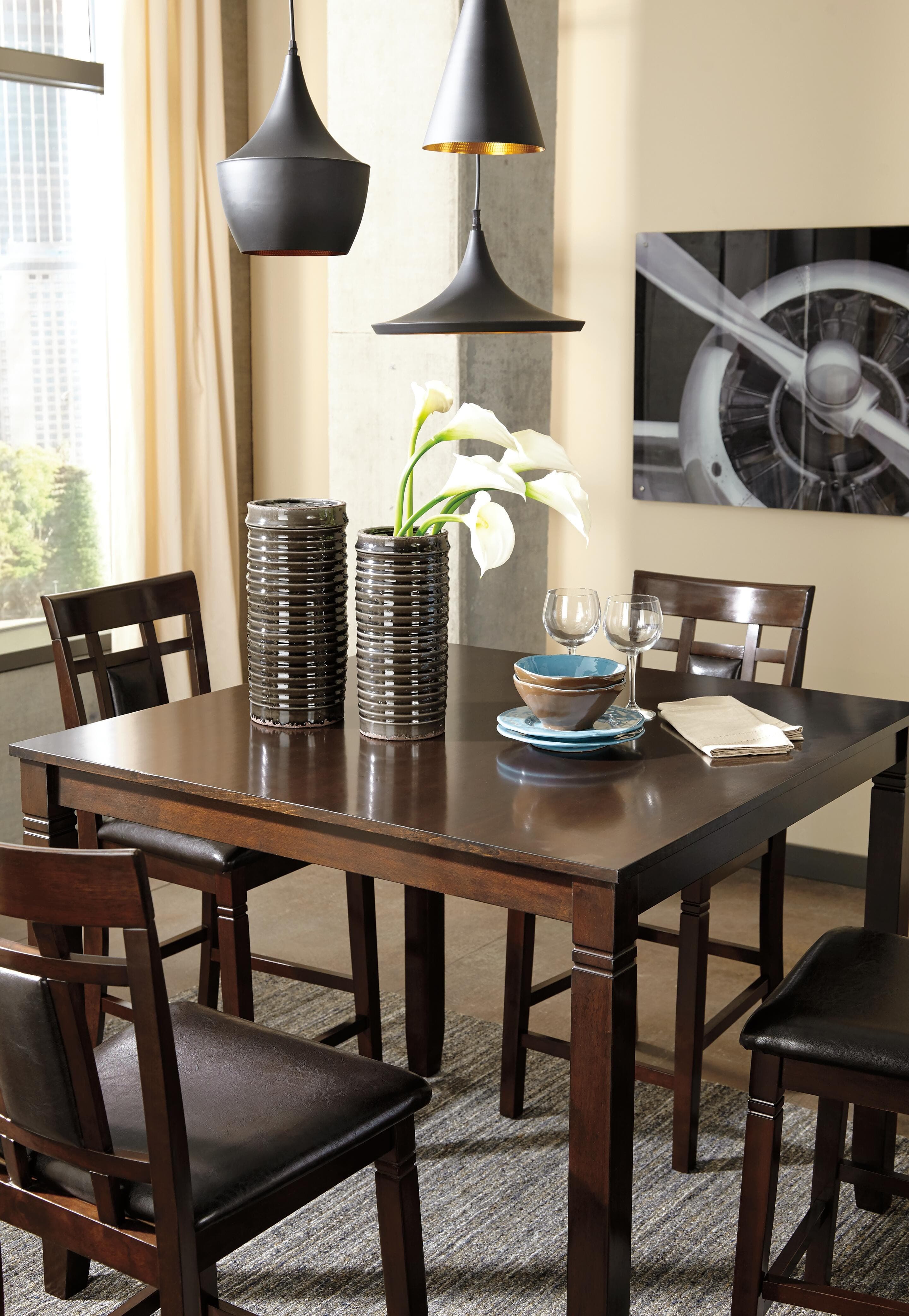 Bennox Counter Height Dining Table and Bar Stools (Set of 5) — Brown/Beige — view 3
