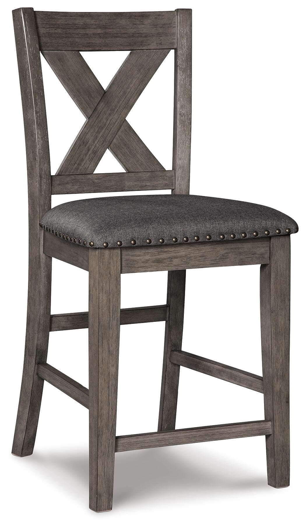 Caitbrook Counter Height Upholstered Bar Stool — Black/Gray — view 3