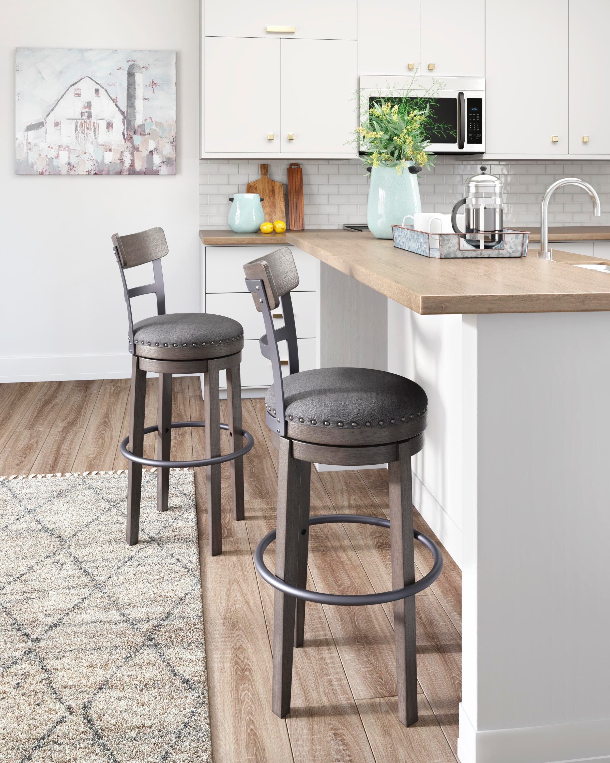Caitbrook Bar Height Bar Stool — Black/Gray — view 2