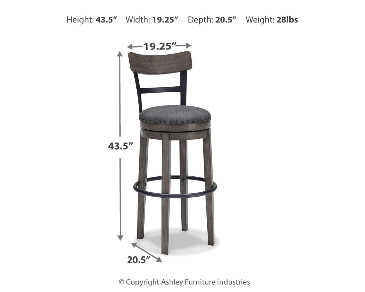 Caitbrook Bar Height Bar Stool — Black/Gray — view 4