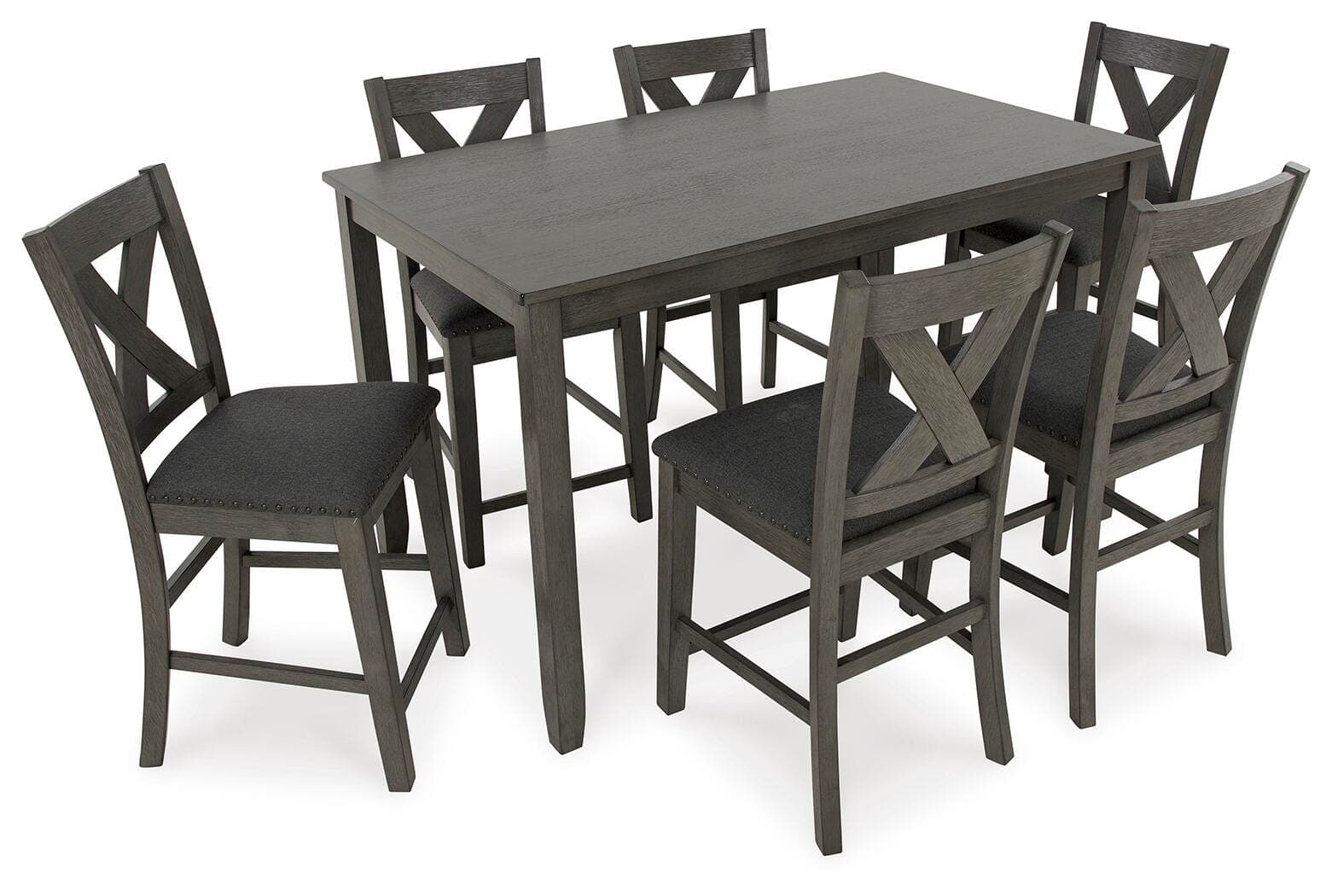 Caitbrook Counter Height Dining Table and Bar Stools (Set of 7) — Black/Gray — view 3