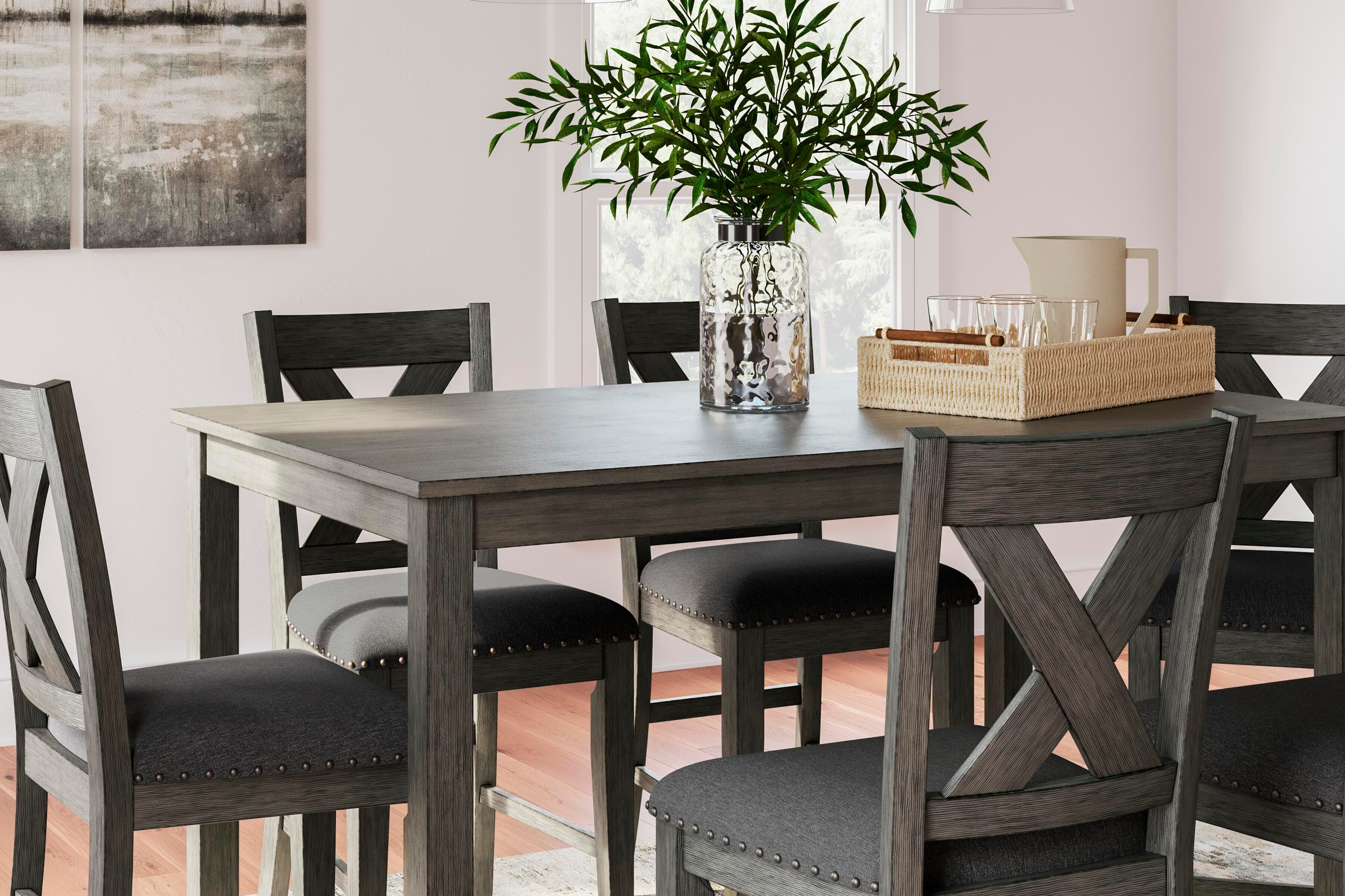 Caitbrook Counter Height Dining Table and Bar Stools (Set of 7) — Black/Gray — view 5