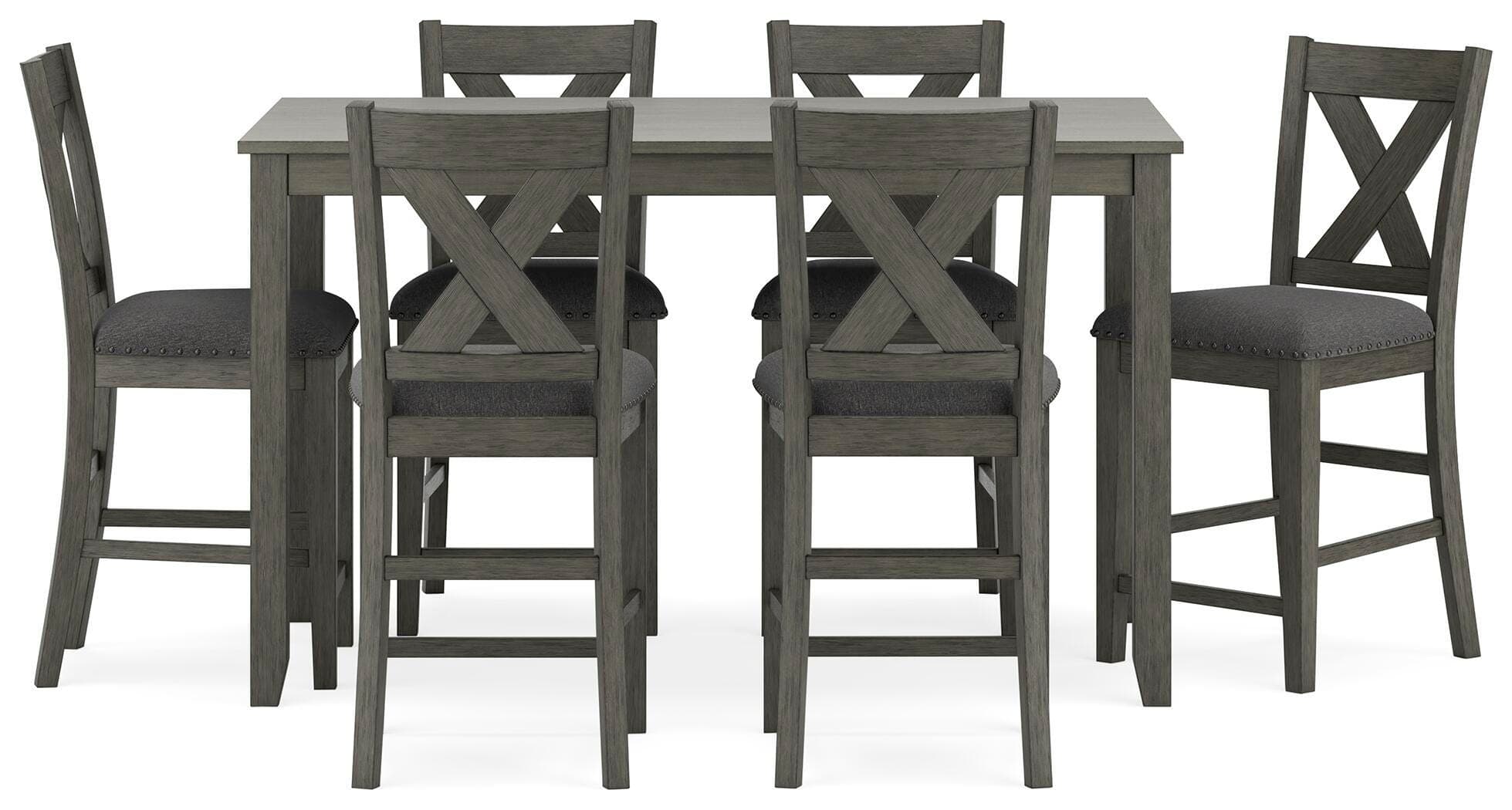 Caitbrook Counter Height Dining Table and Bar Stools (Set of 7) — Black/Gray — view 4