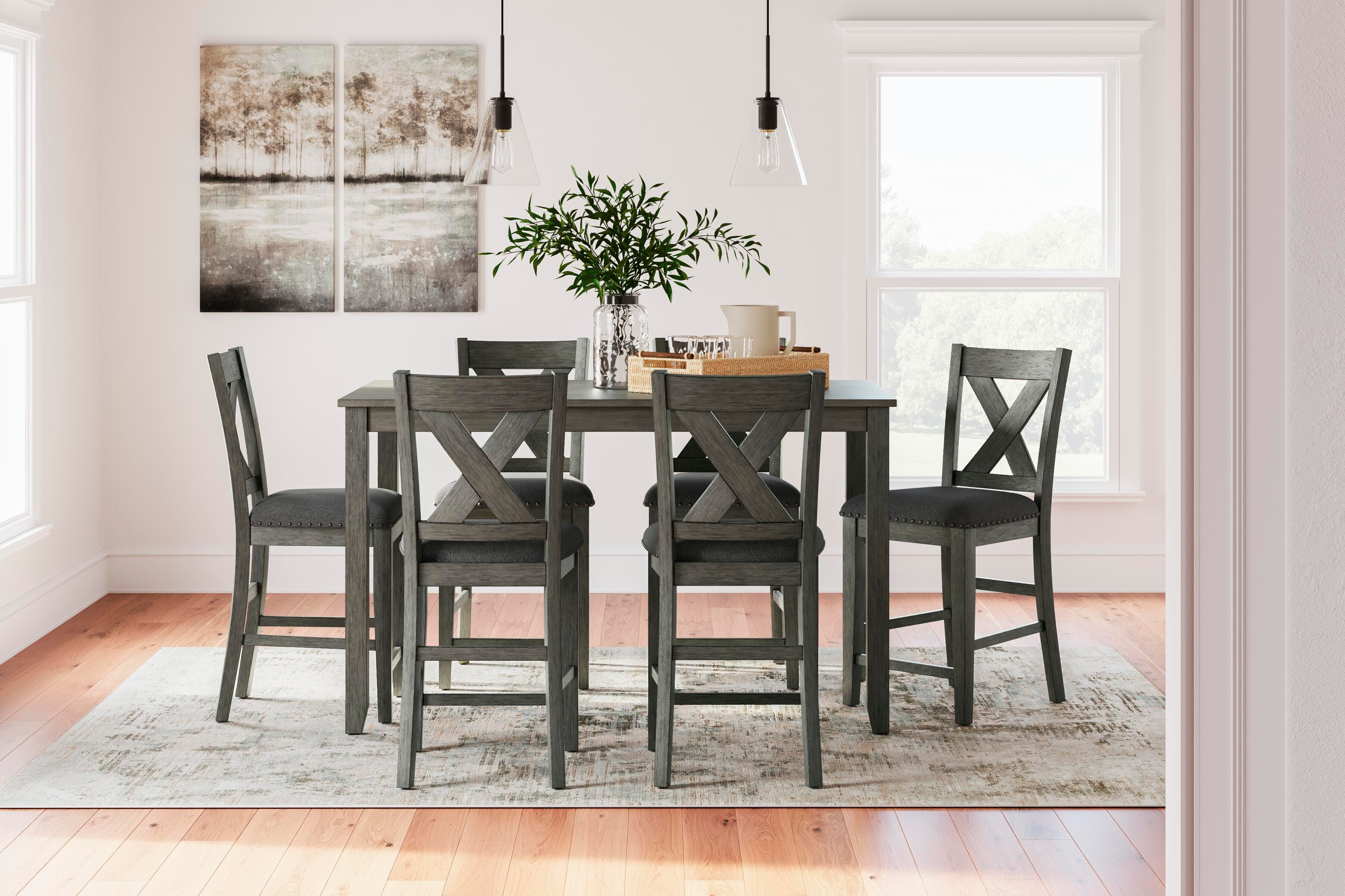 Caitbrook Counter Height Dining Table and Bar Stools (Set of 7) — Black/Gray — view 2