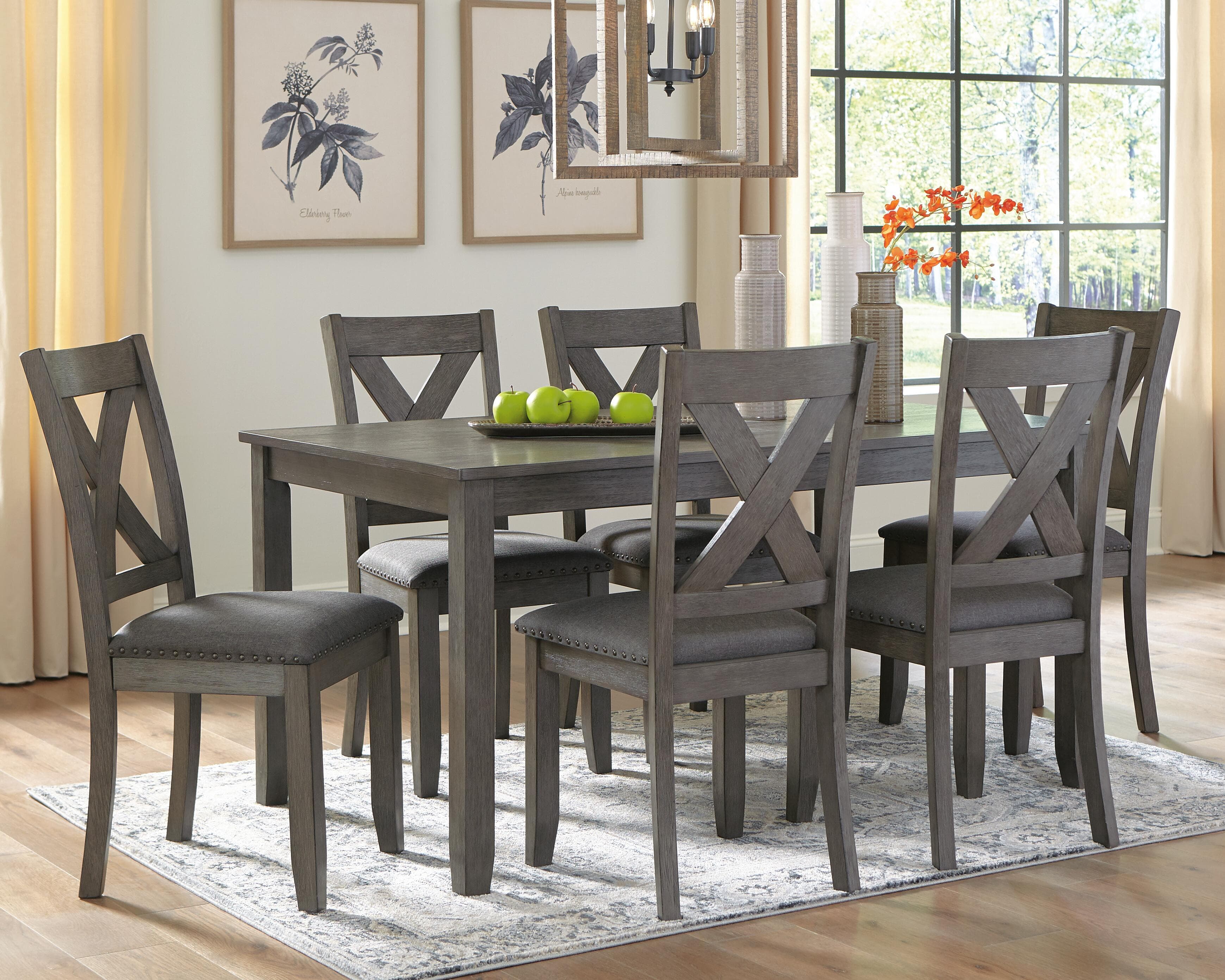 Caitbrook Dining Table and Chairs (Set of 7) — Black/Gray — view 2