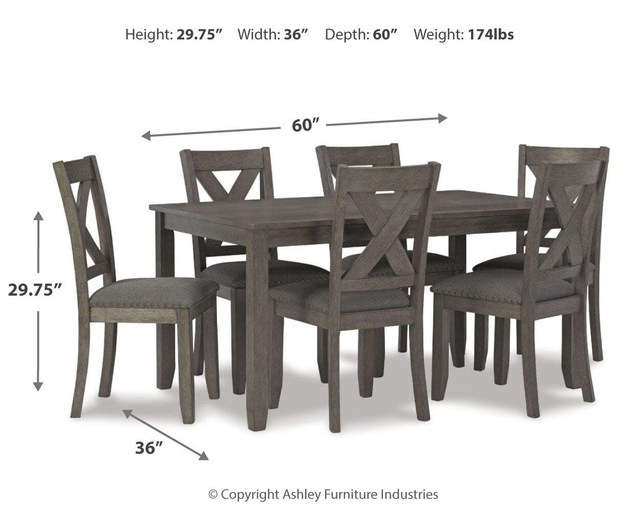 Caitbrook Dining Table and Chairs (Set of 7) — Black/Gray — view 4