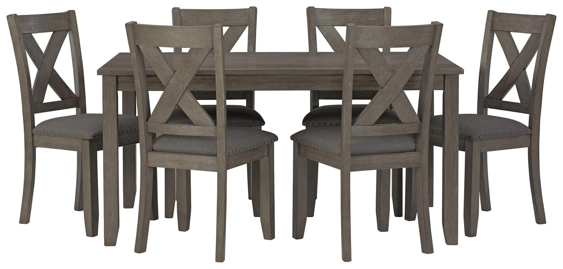 Caitbrook Dining Table and Chairs (Set of 7) — Black/Gray — view 3