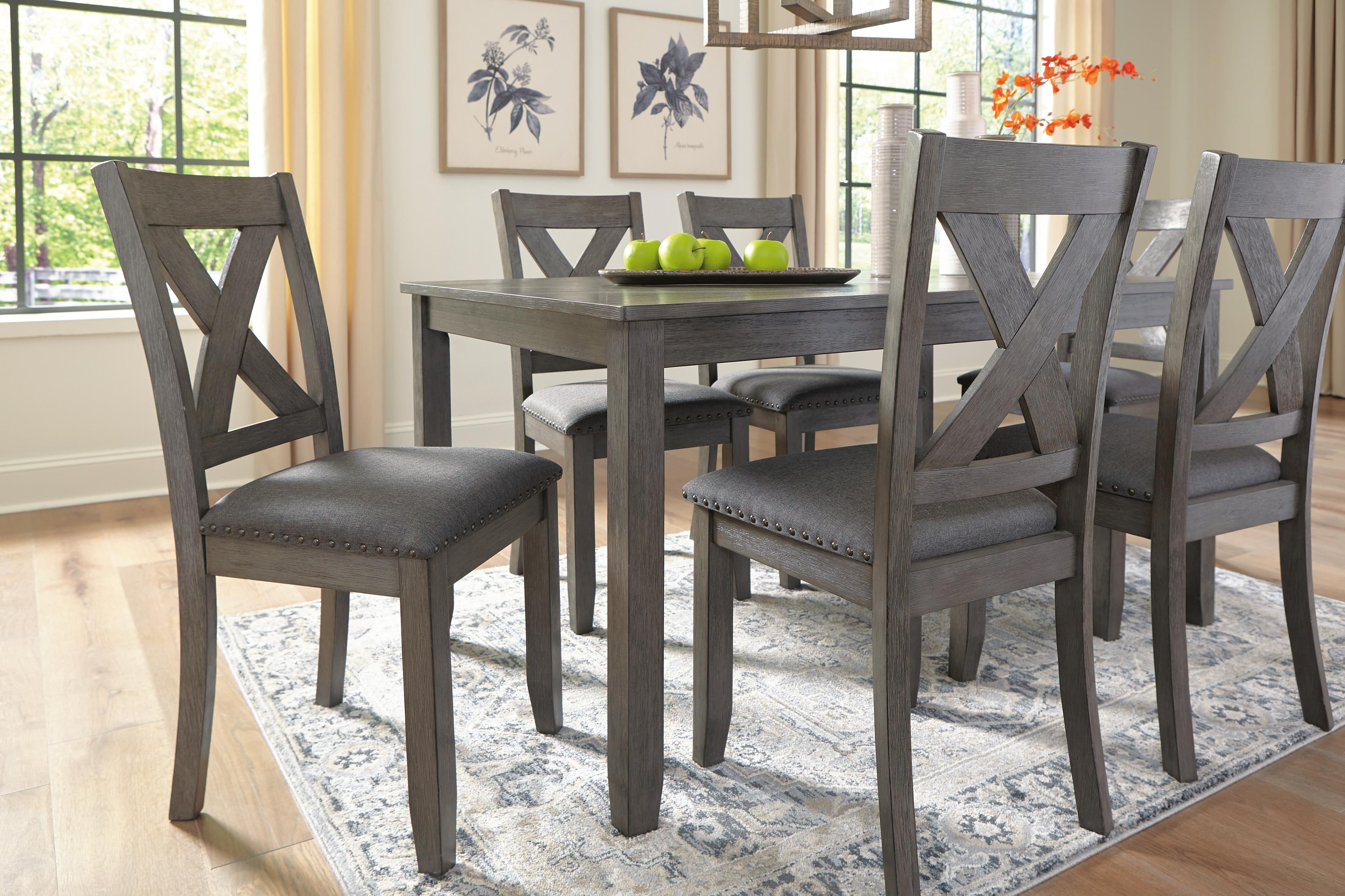 Caitbrook Dining Table and Chairs (Set of 7) — Black/Gray — view 5
