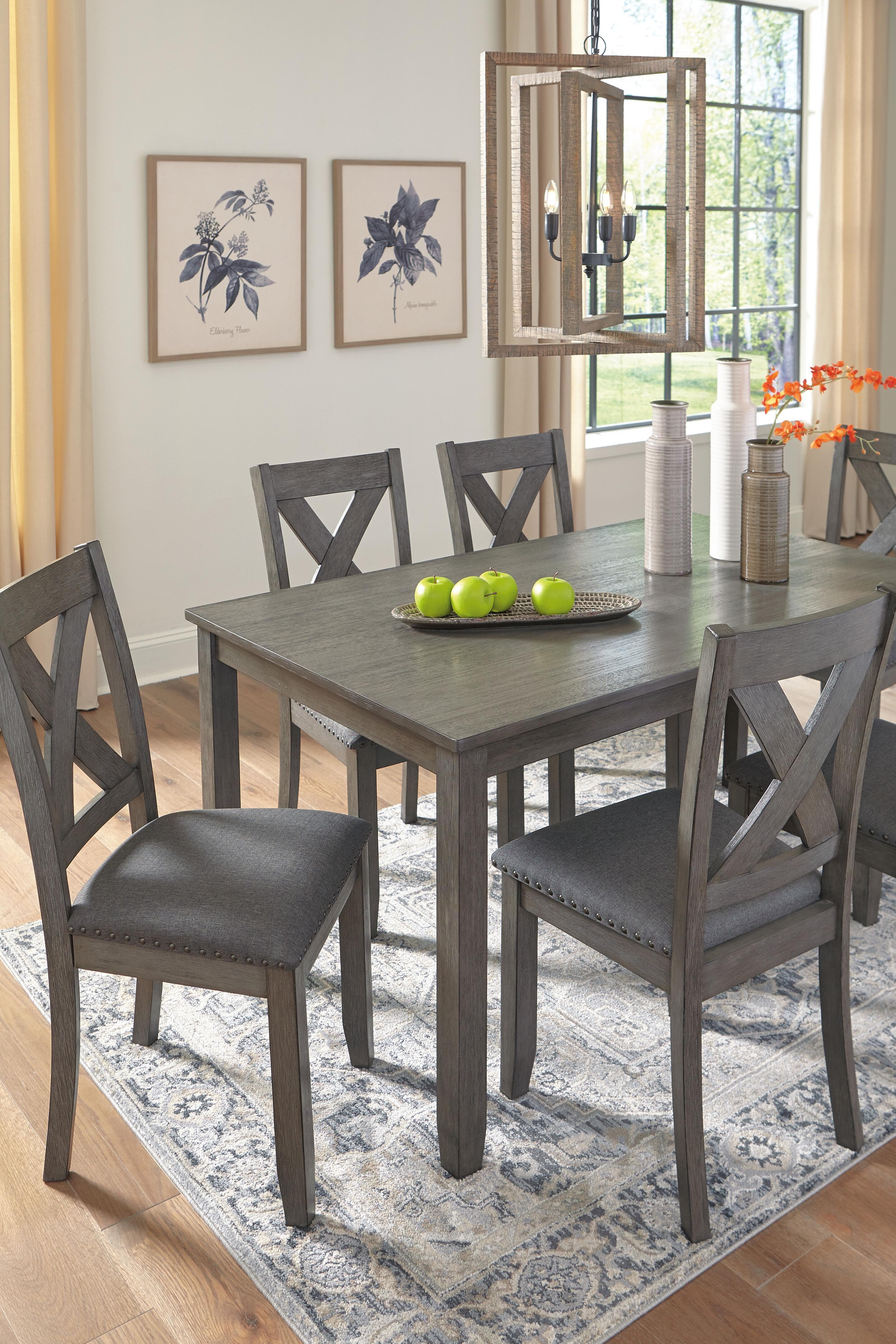 Caitbrook Dining Table and Chairs (Set of 7) — Black/Gray — view 6