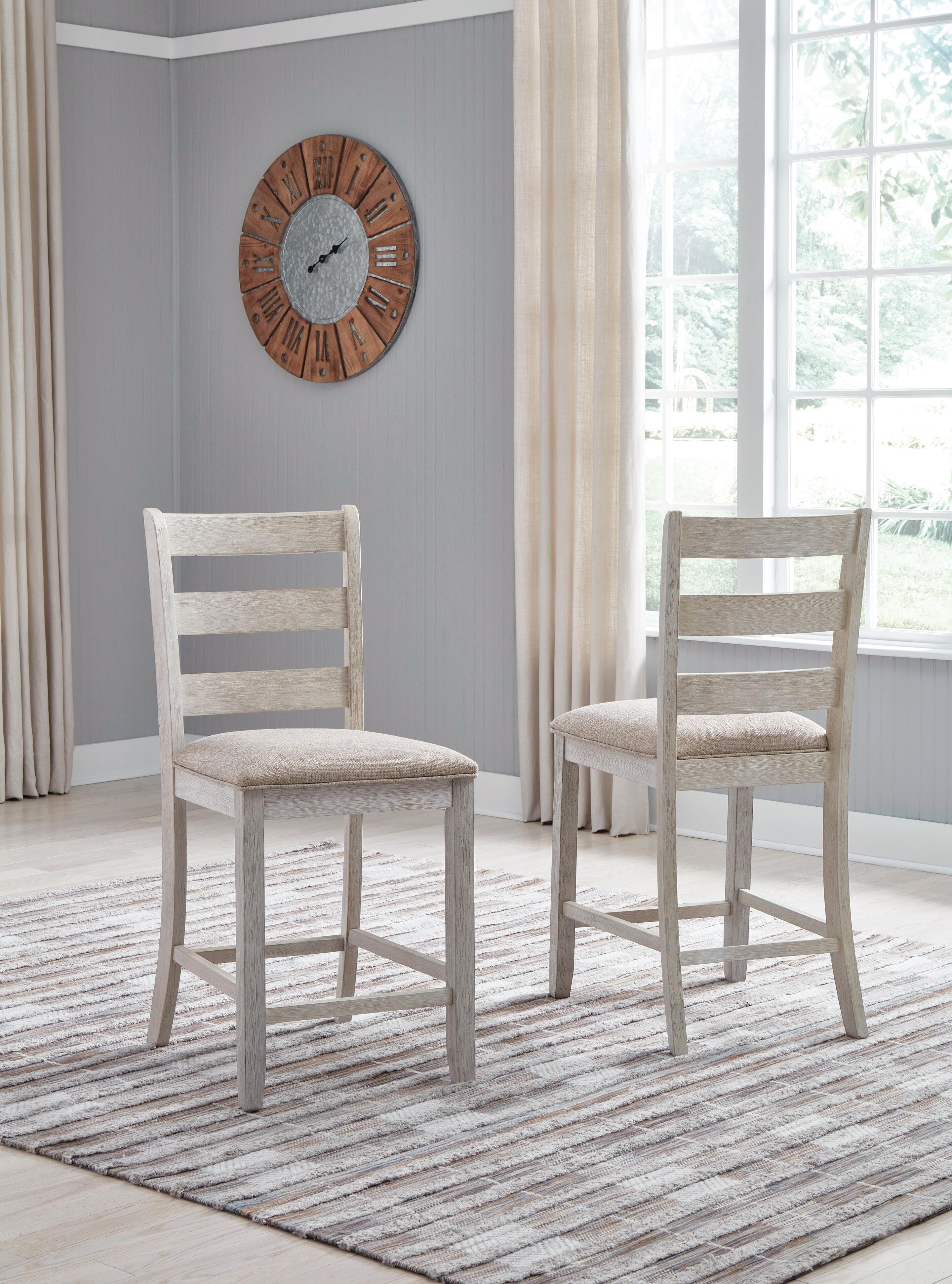 Skempton Counter Height Bar Stool — White & Brown/Beige — view 2