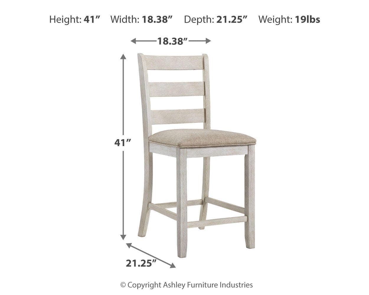 Skempton Counter Height Bar Stool — White & Brown/Beige — view 4