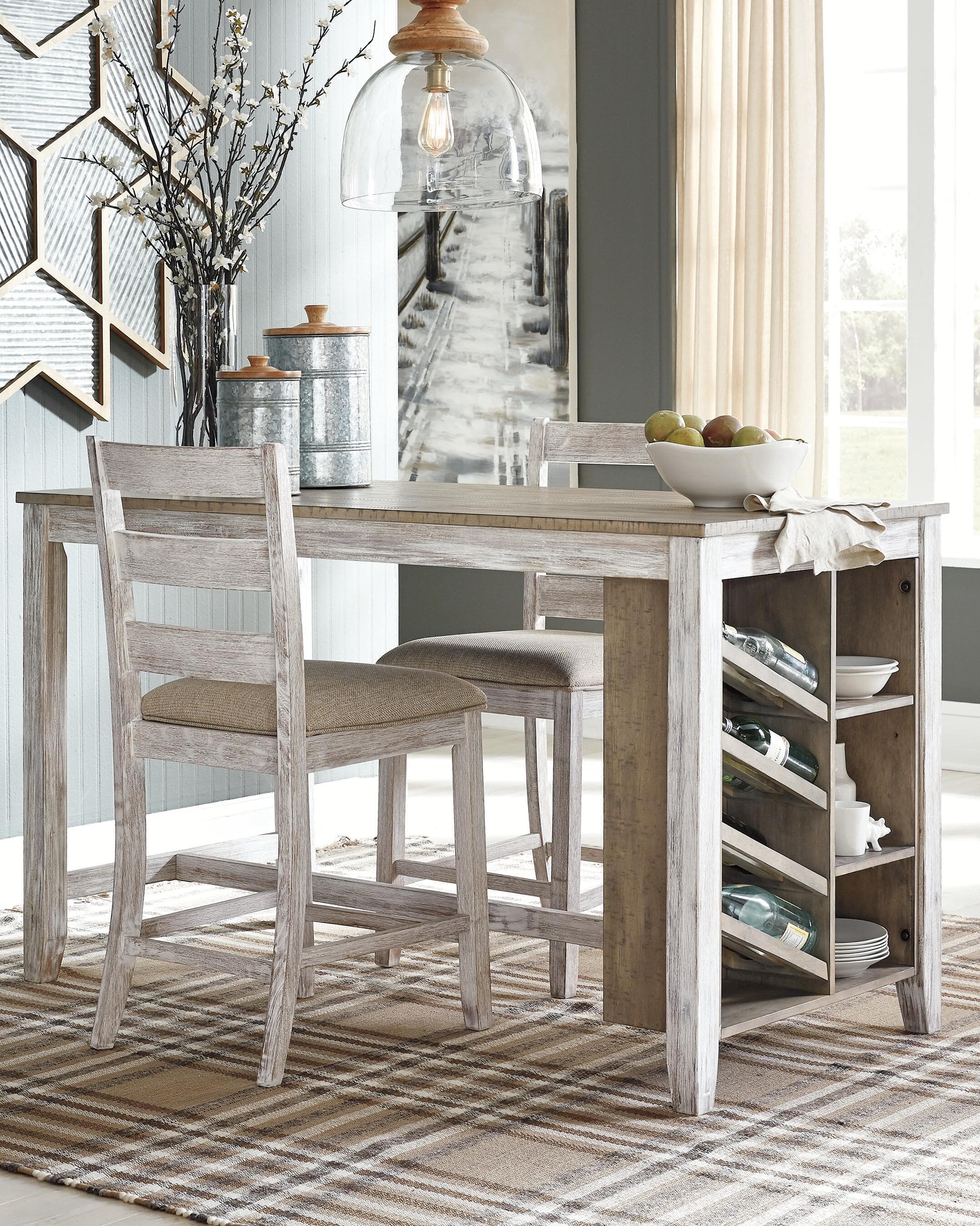Skempton Counter Height Dining Table — White & Brown/Beige — view 2