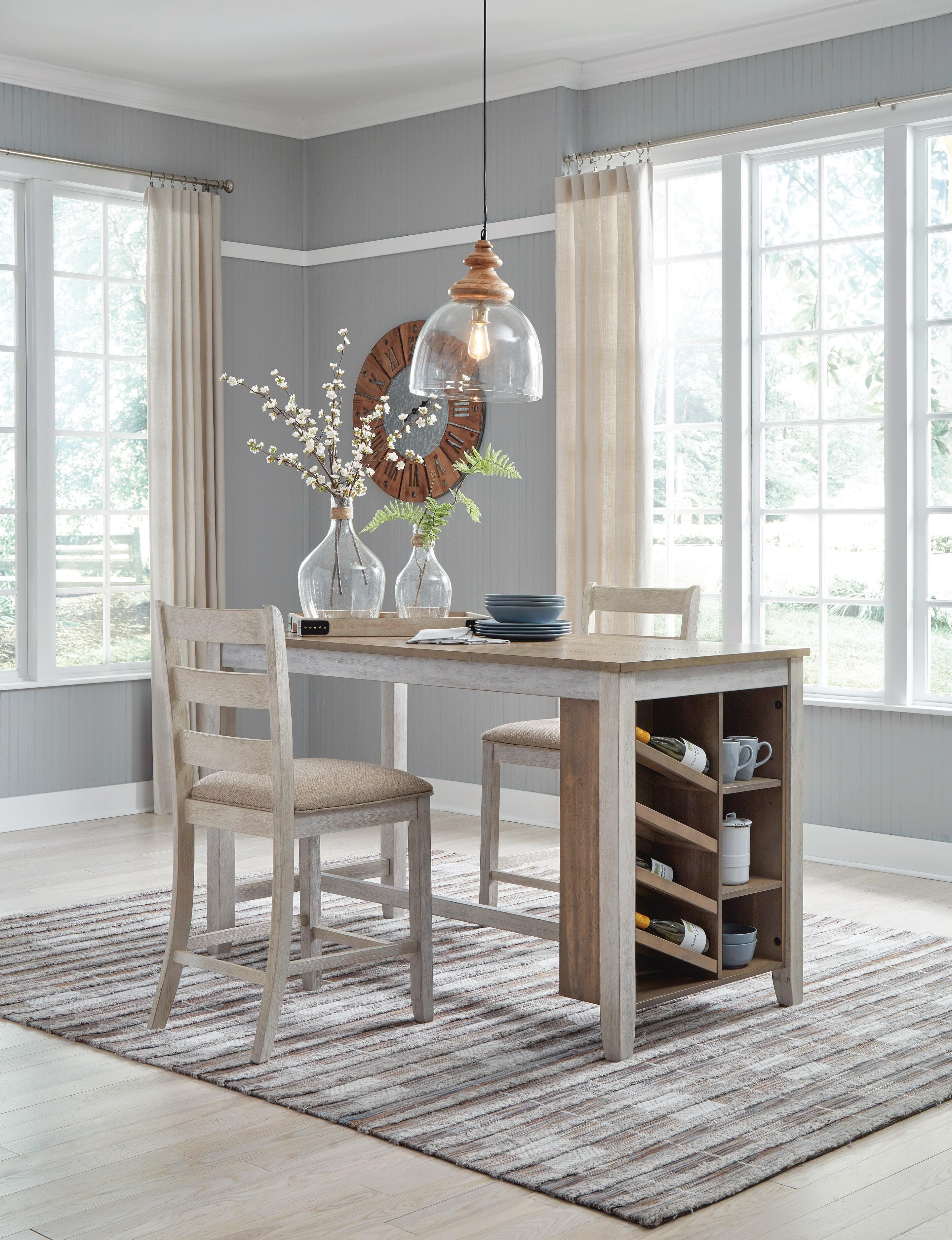 Skempton Counter Height Dining Table — White & Brown/Beige — view 6