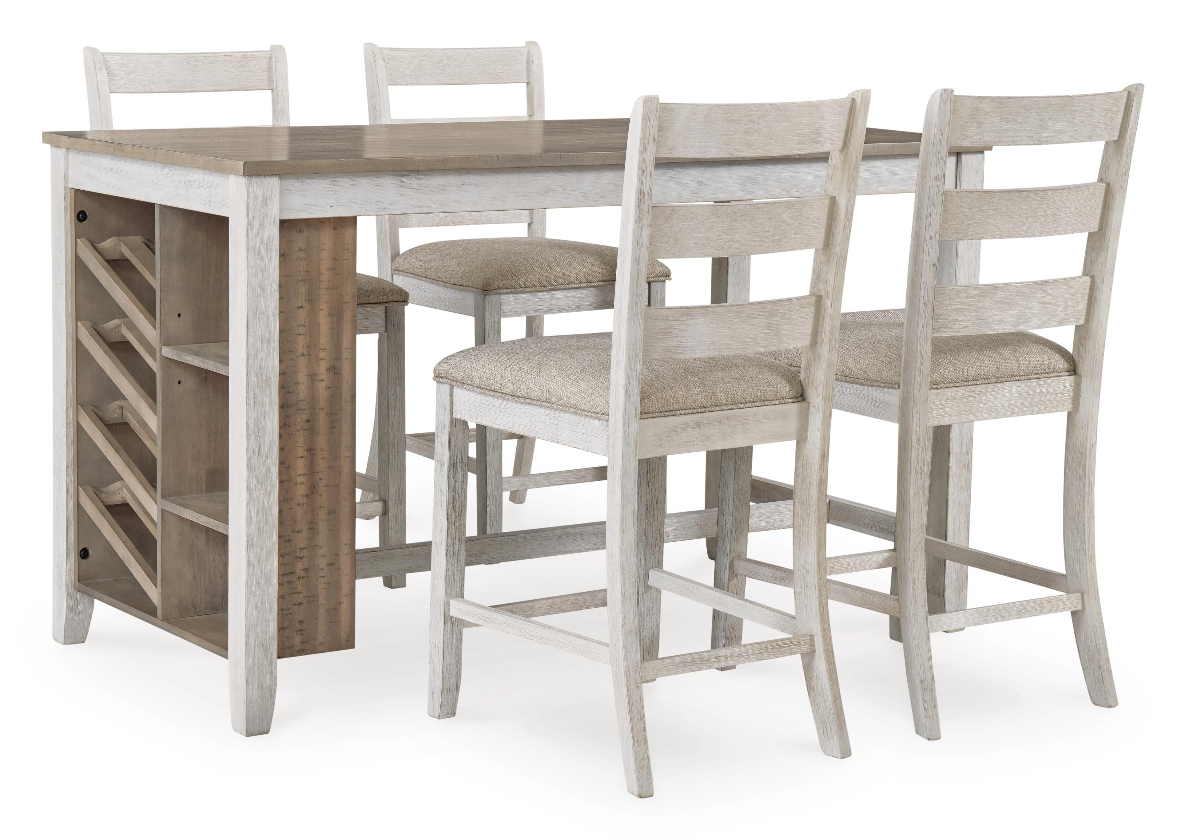 Skempton Counter Height Dining Table — White & Brown/Beige — view 3