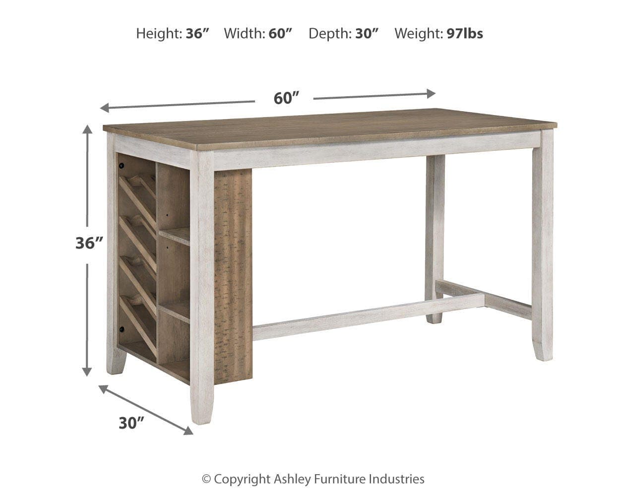 Skempton Counter Height Dining Table — White & Brown/Beige — view 4