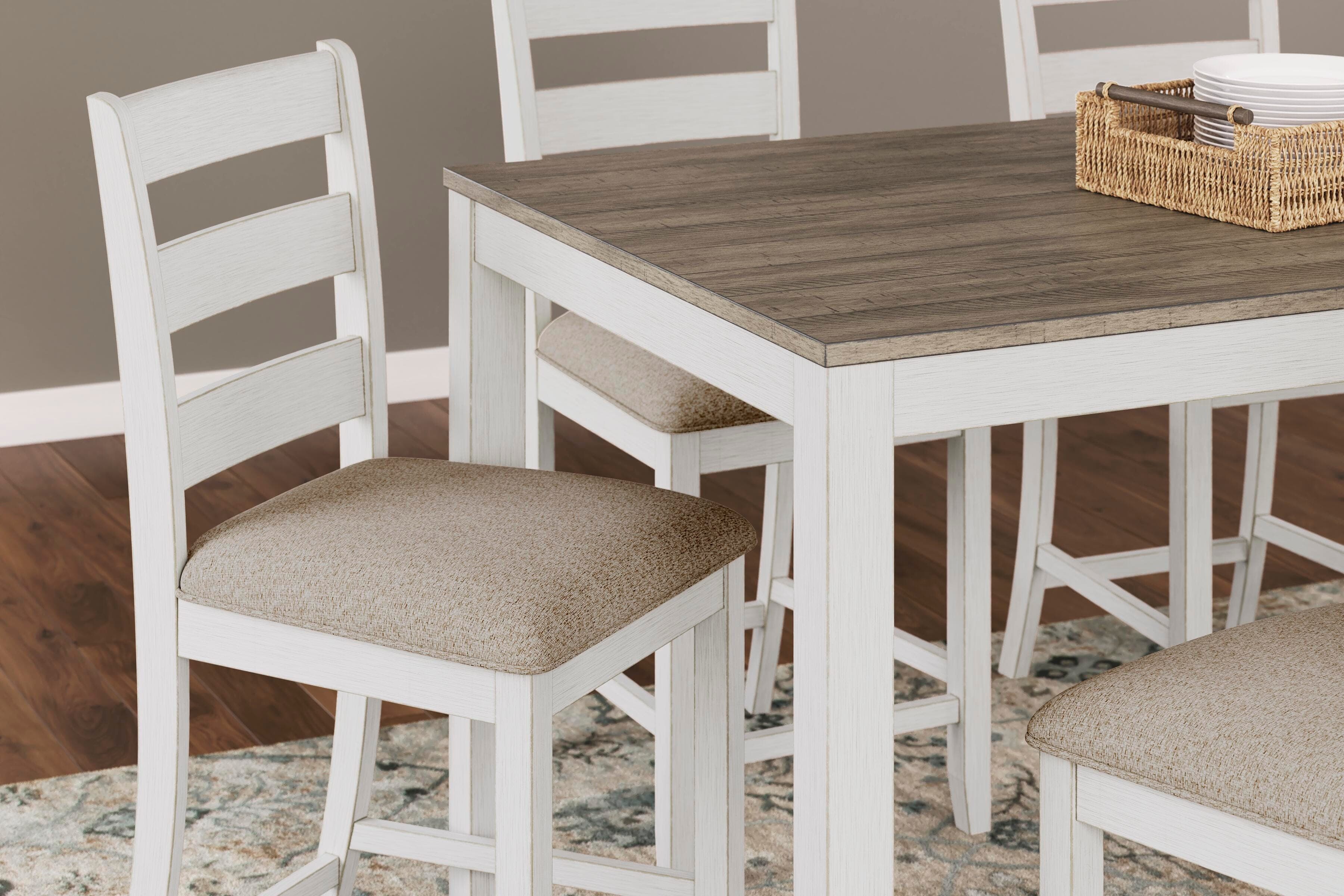 Skempton Counter Height Dining Table and Bar Stools (Set of 7) — White & Brown/Beige — view 7