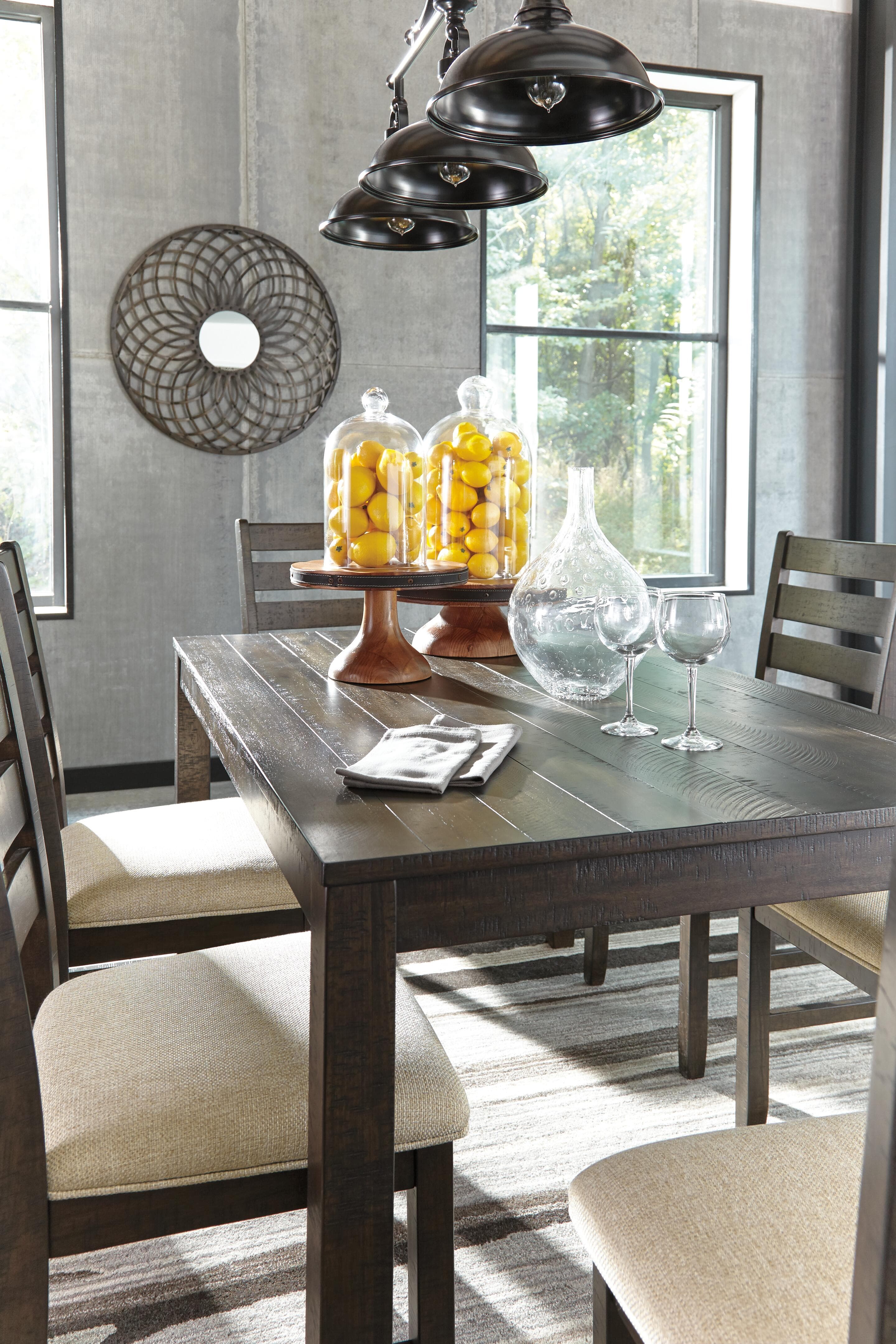 Rokane Dining Table and Chairs (Set of 7) — Brown/Beige — view 3