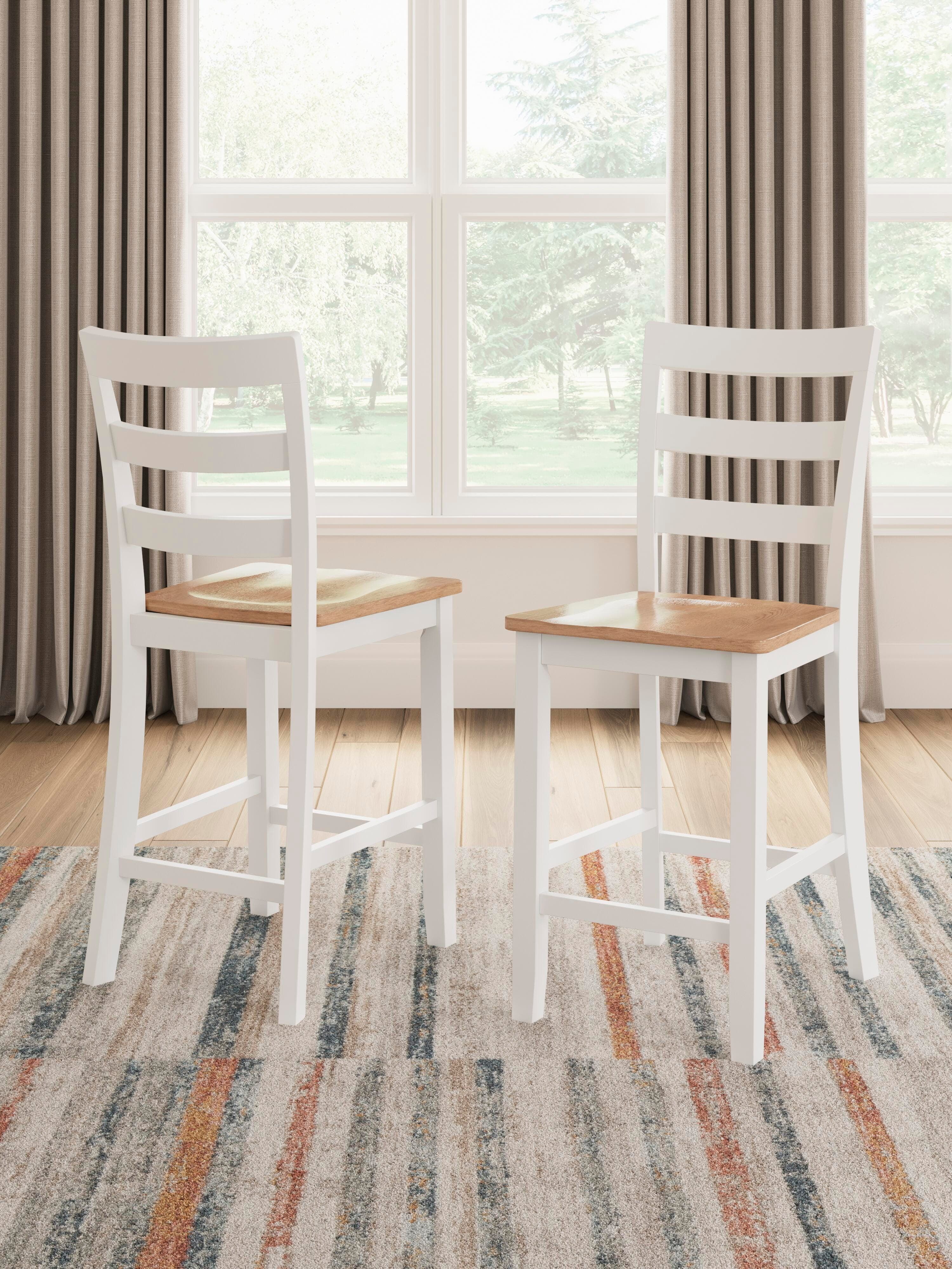 Gesthaven Counter Height Barstool — White & Brown/Beige — view 2