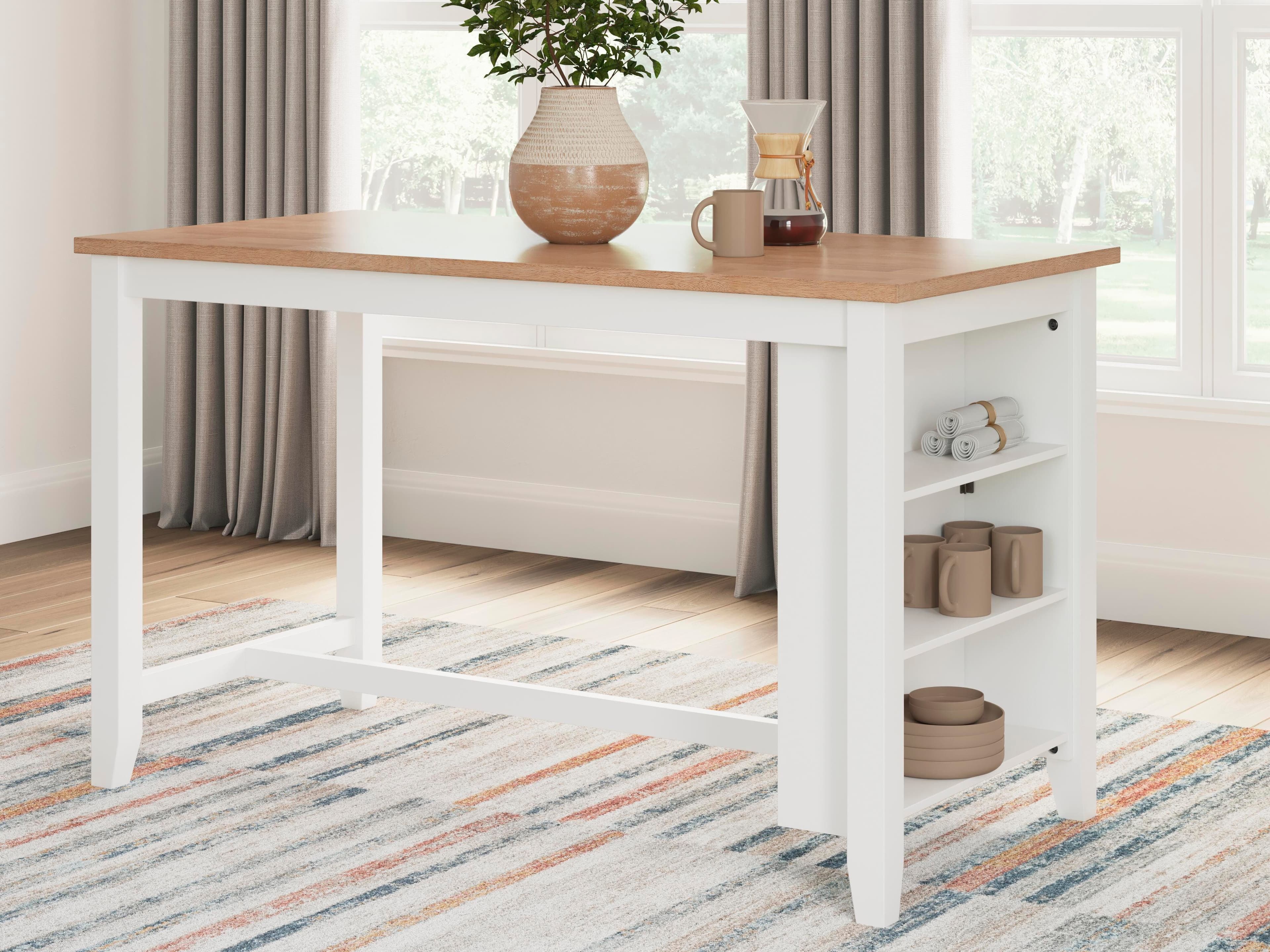 Gesthaven Counter Height Dining Table — White & Brown/Beige — view 2