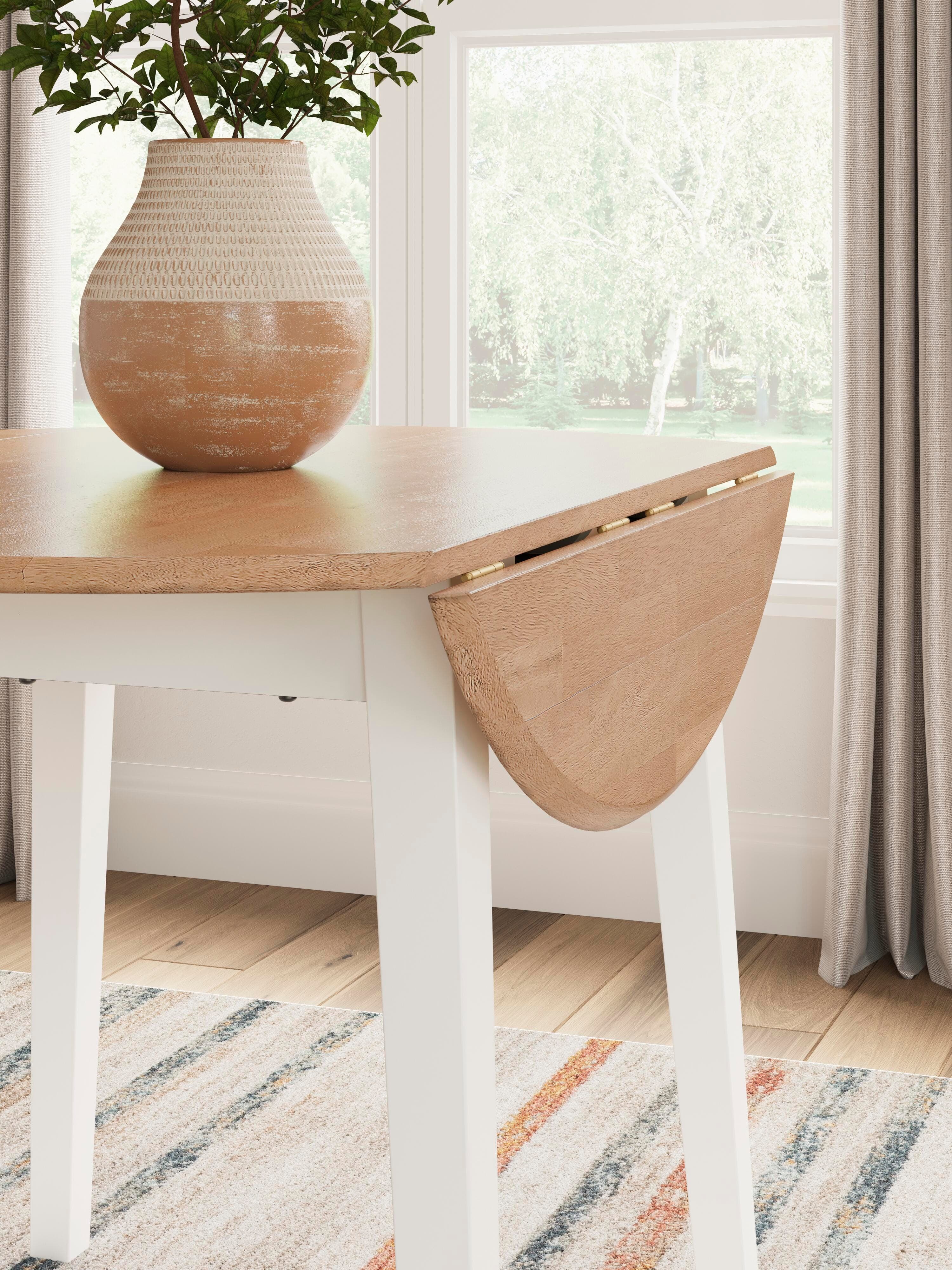 Gesthaven Dining Drop Leaf Table — White & Brown/Beige — view 6