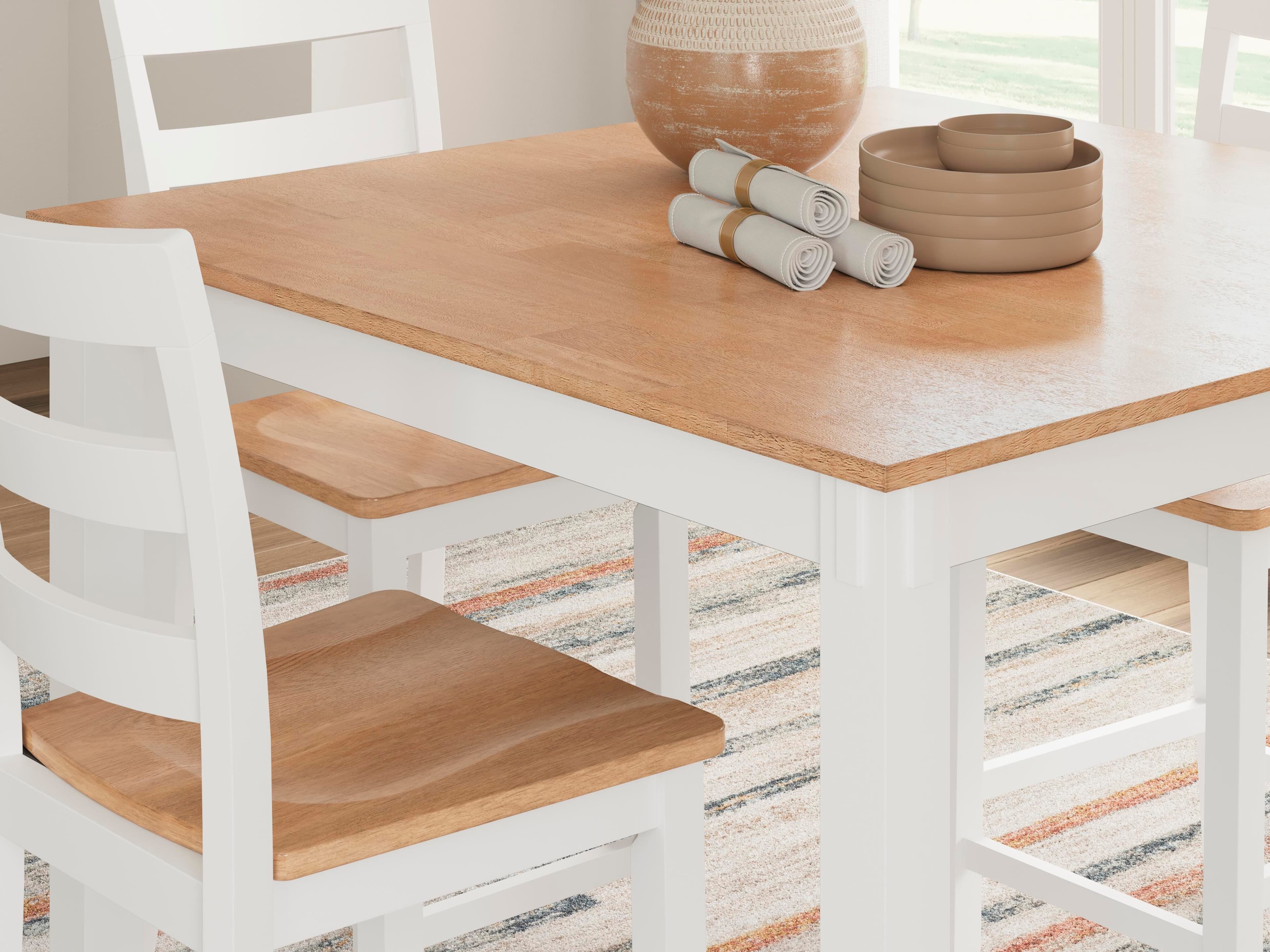 Gesthaven Counter Height Dining Table and 4 Barstools (Set of 5) — White & Brown/Beige — view 6