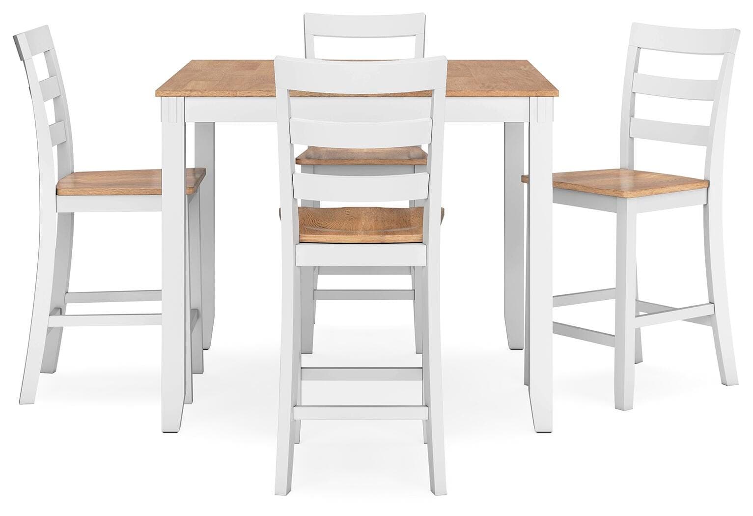 Gesthaven Counter Height Dining Table and 4 Barstools (Set of 5) — White & Brown/Beige — view 3