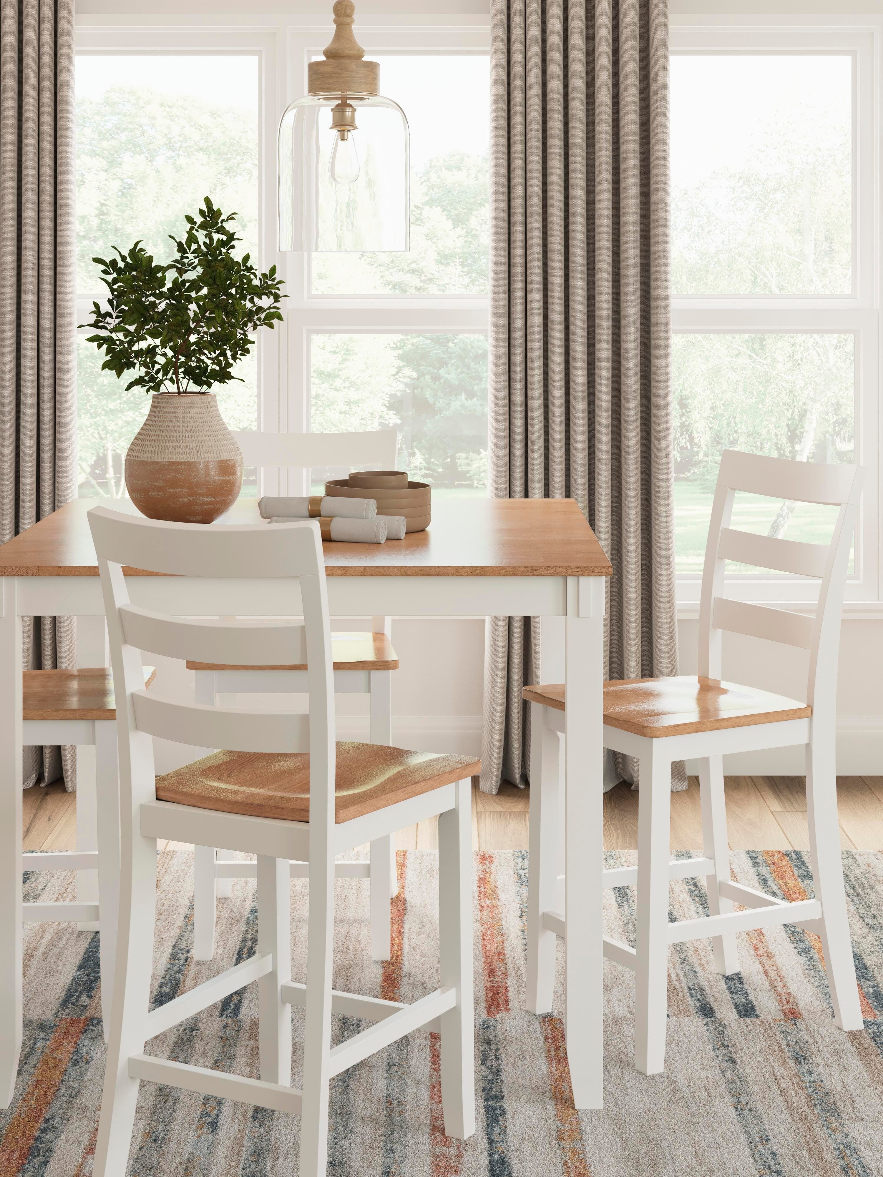 Gesthaven Counter Height Dining Table and 4 Barstools (Set of 5) — White & Brown/Beige — view 7