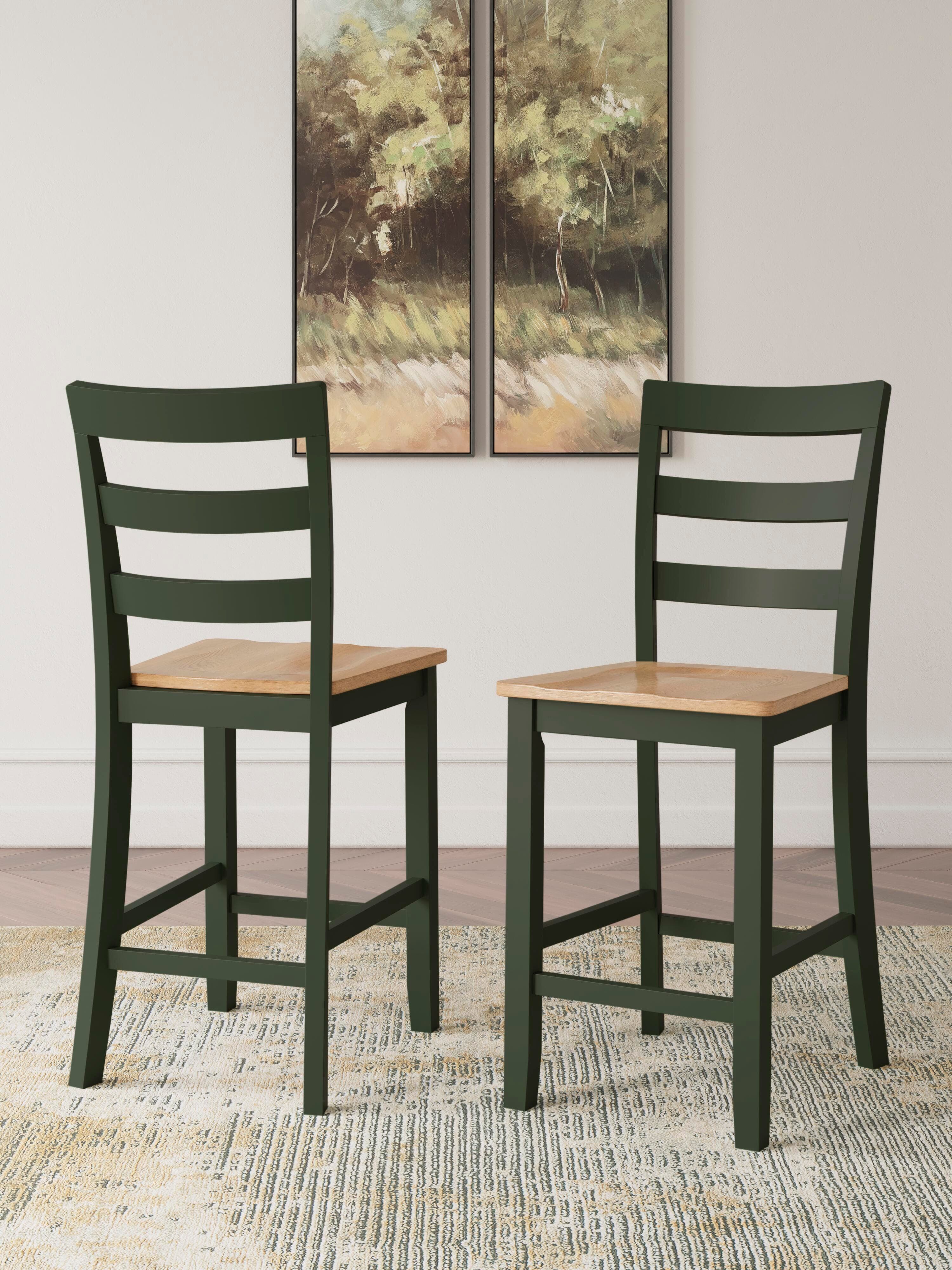 Gesthaven Counter Height Barstool — Brown/Beige & Green — view 2