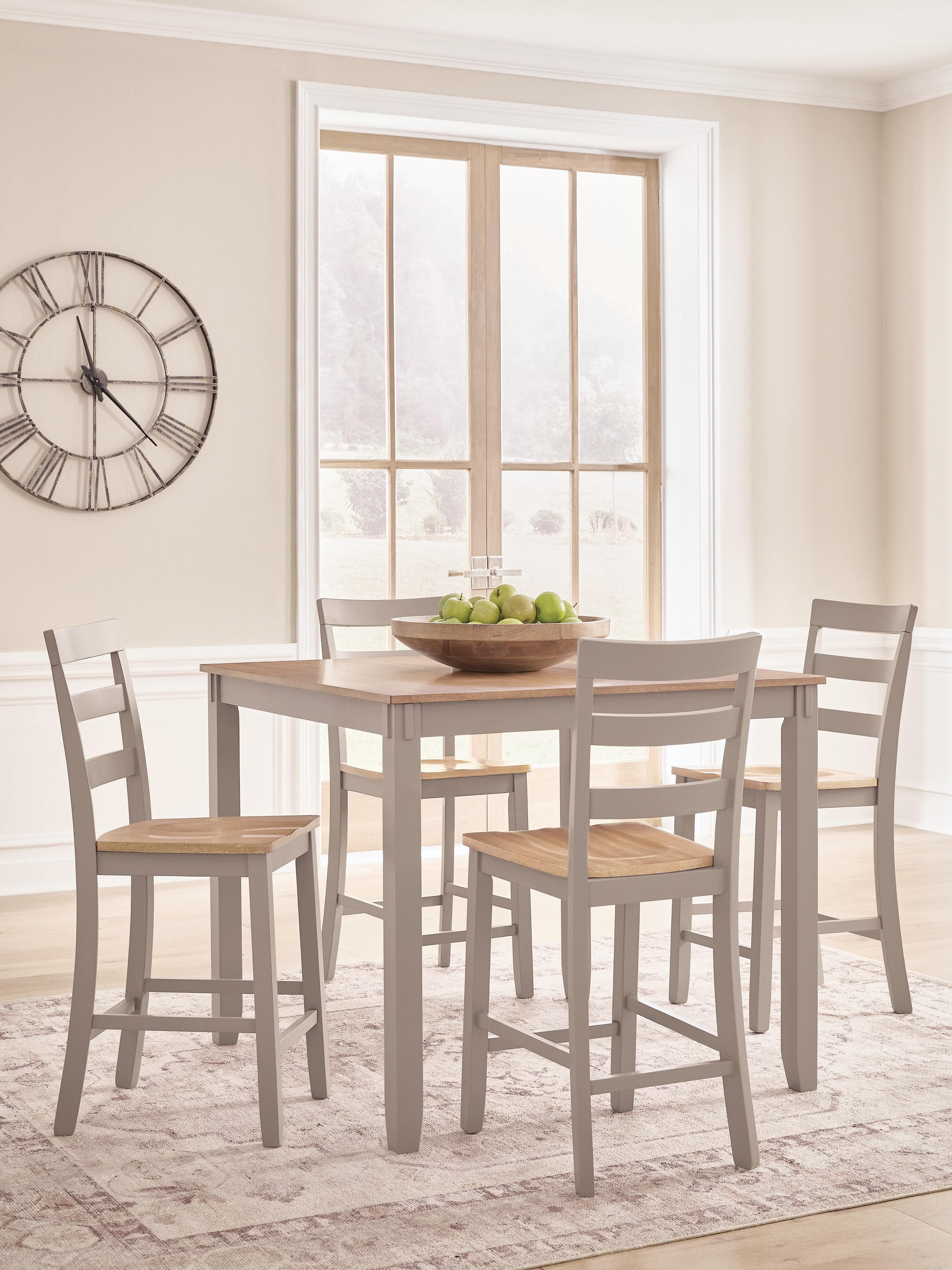 Gesthaven Counter Height Dining Table and 4 Counter Stools — Black/Gray & Brown/Beige — view 2