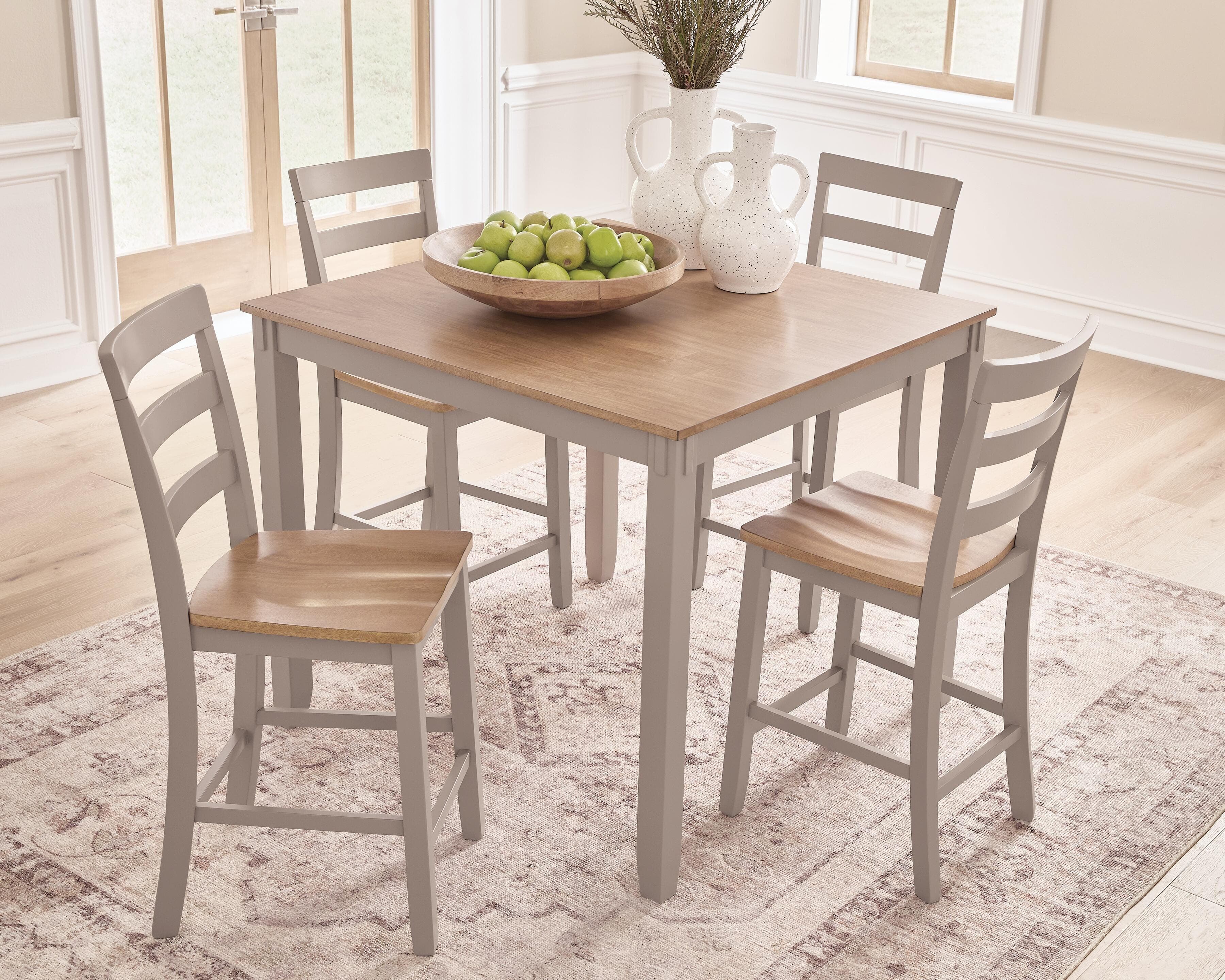 Gesthaven Counter Height Dining Table and 4 Counter Stools — Black/Gray & Brown/Beige — view 3