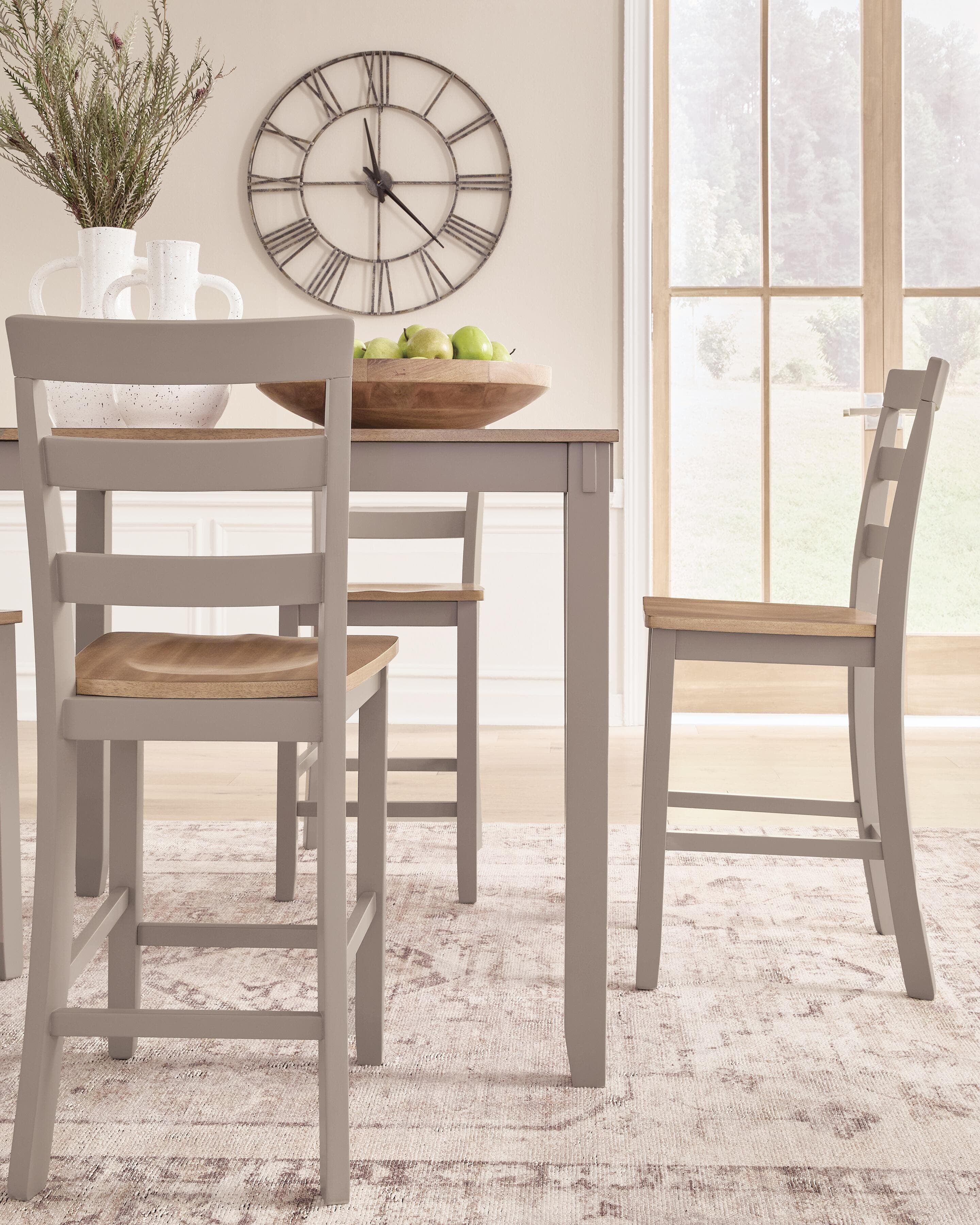 Gesthaven Counter Height Dining Table and 4 Counter Stools — Black/Gray & Brown/Beige — view 4