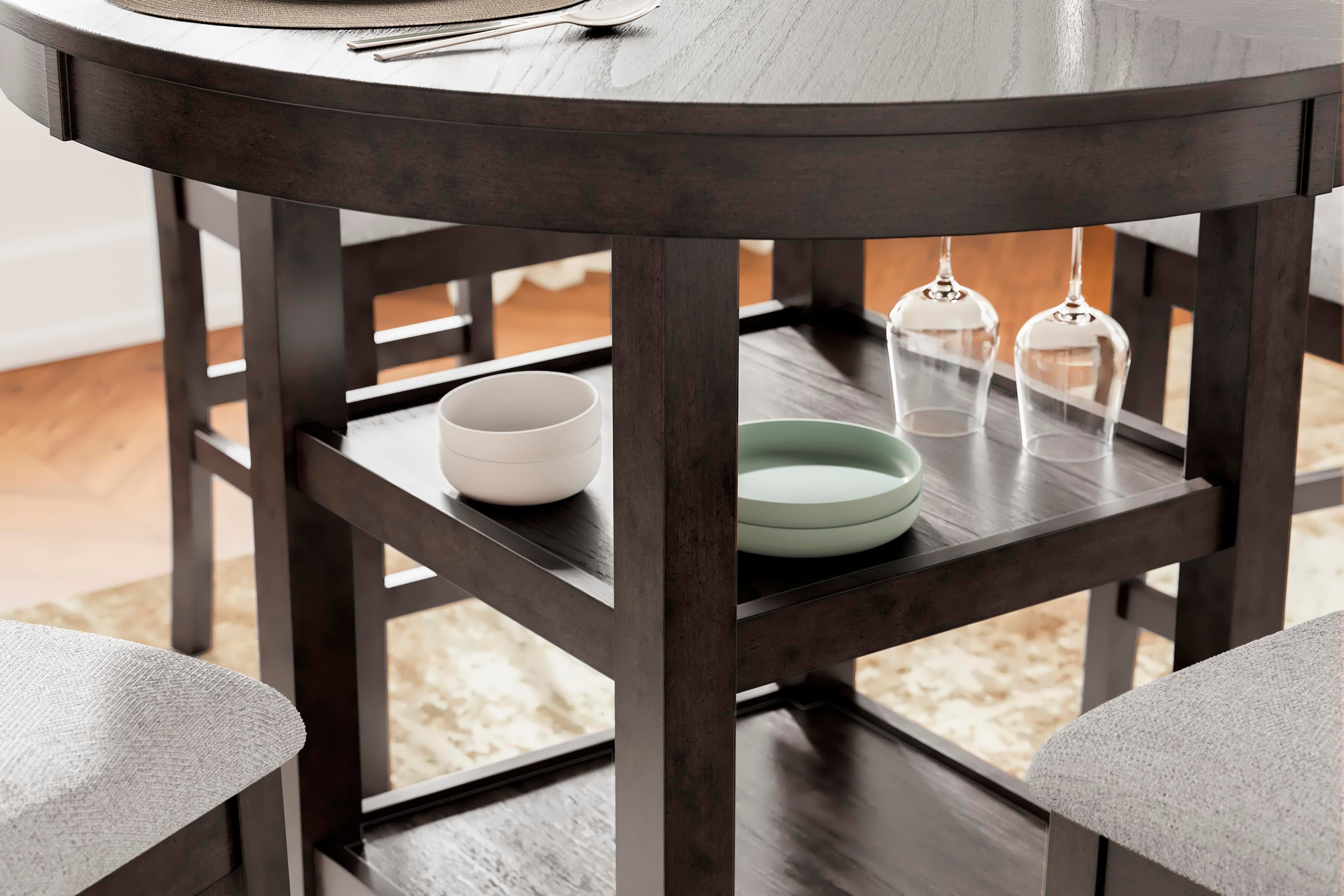 Langwest Counter Height Dining Table and 4 Barstools (Set of 5) — Brown/Beige — view 4