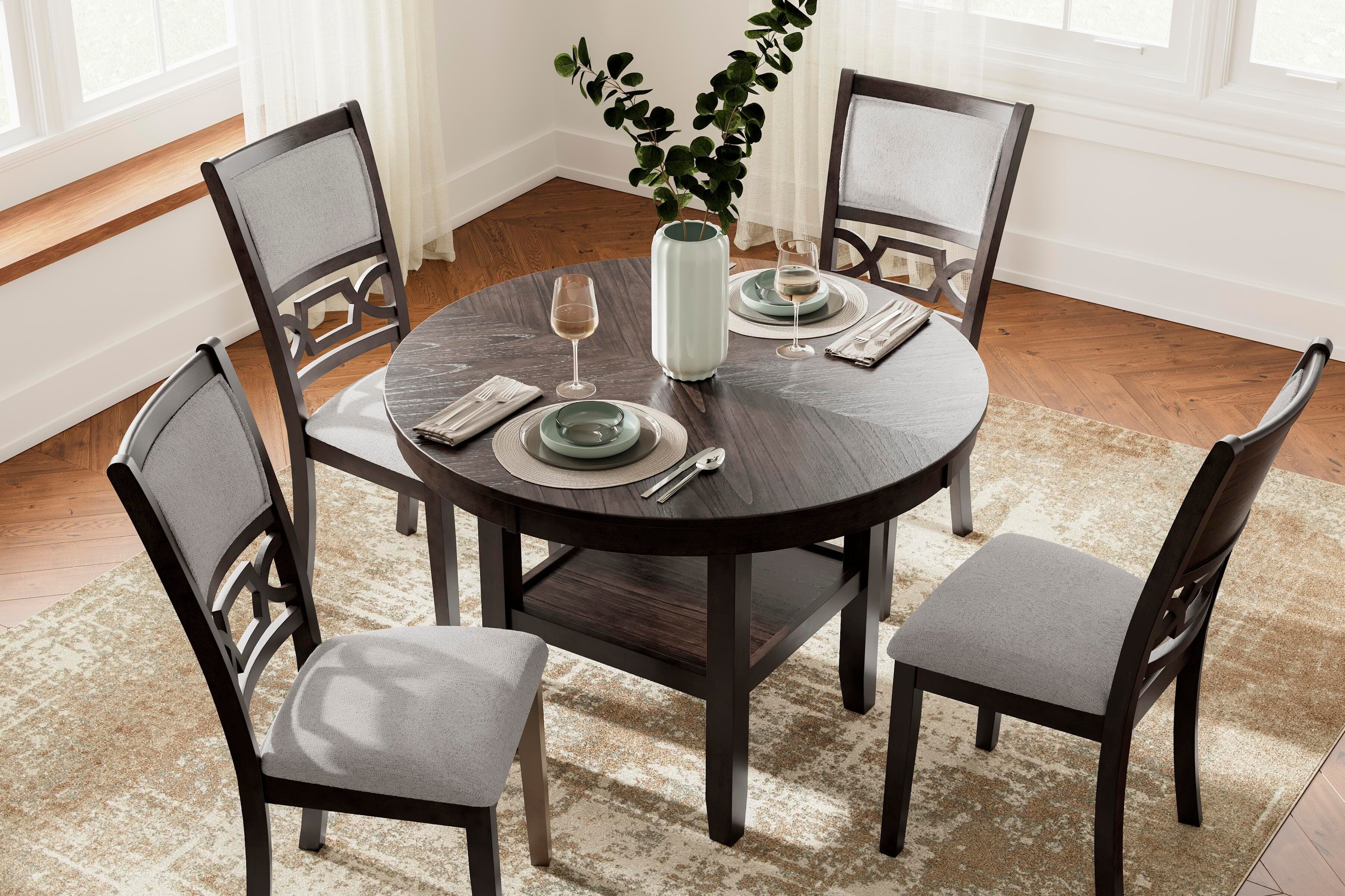 Langwest Dining Table and 4 Chairs (Set of 5) — Brown/Beige — view 5