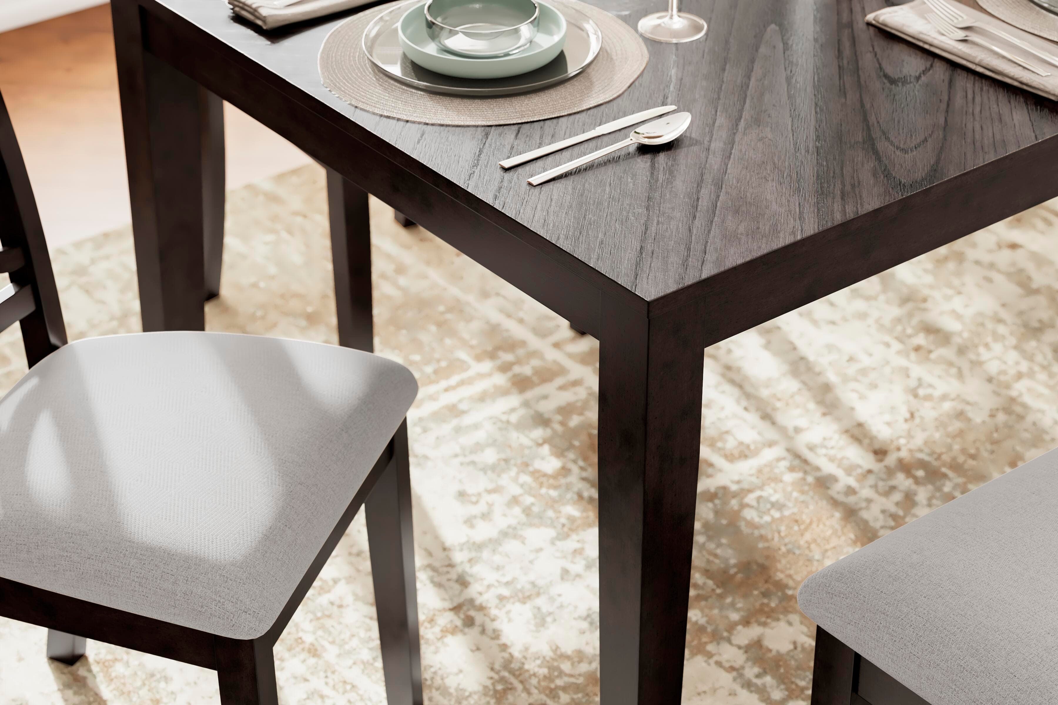 Langwest Dining Table and 4 Chairs and Bench (Set of 6) — Brown/Beige — view 4