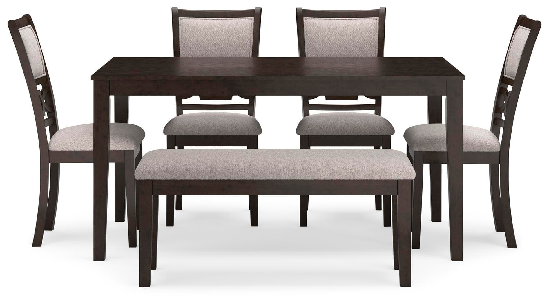 Langwest Dining Table and 4 Chairs and Bench (Set of 6) — Brown/Beige — view 3