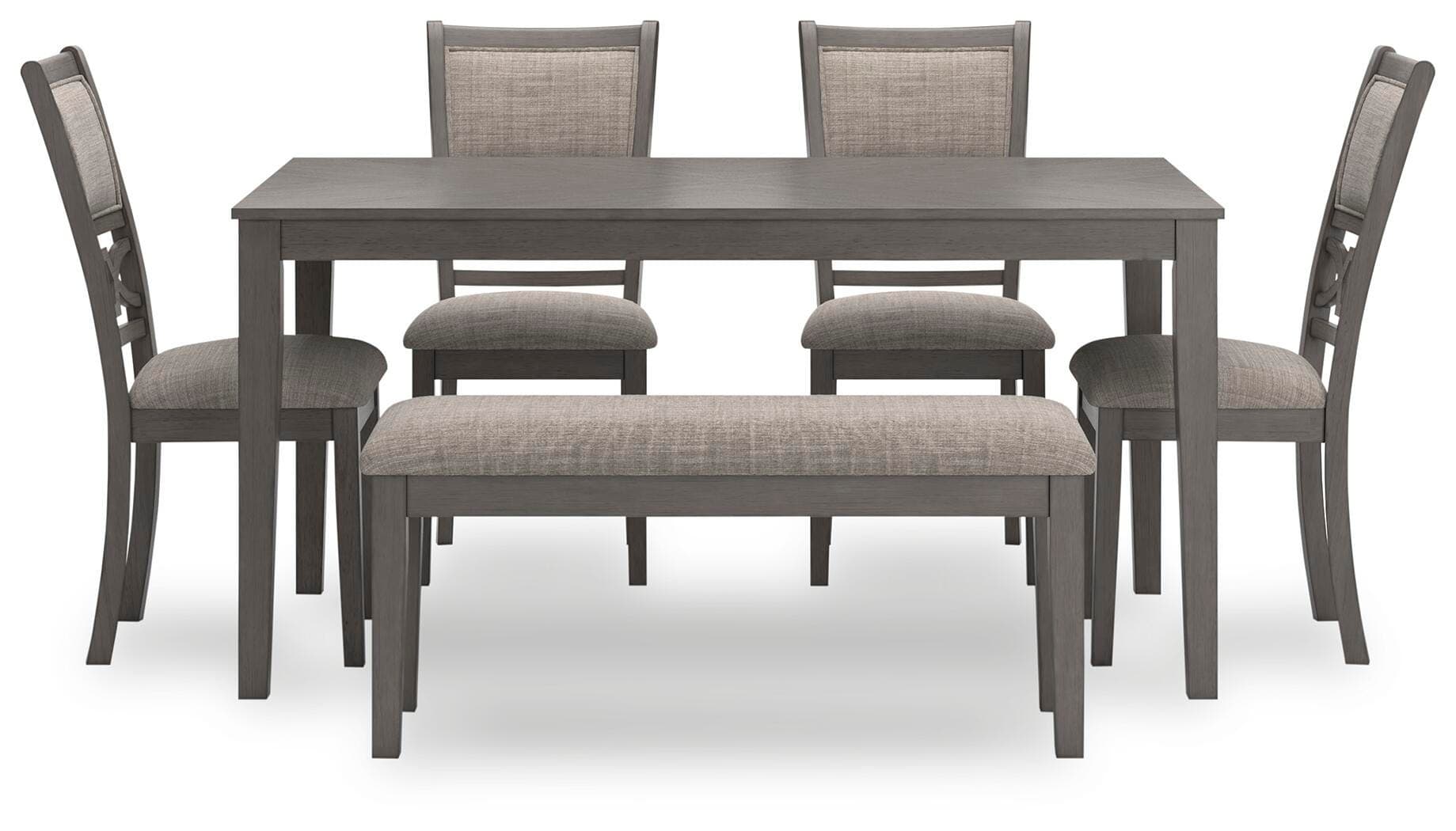 Wrenning Dining Table and 4 Chairs and Bench (Set of 6) — Black/Gray — view 3