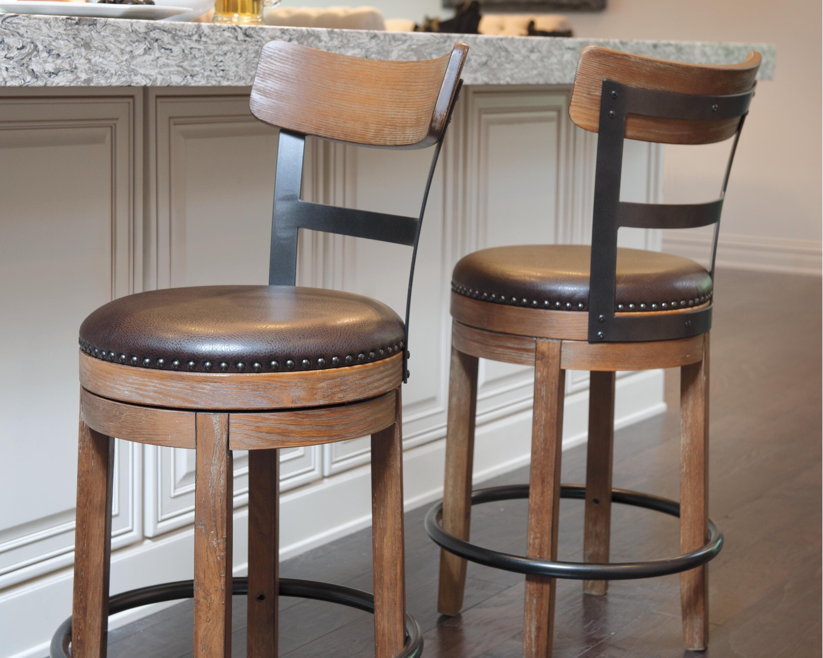 Pinnadel Counter Height Bar Stool — Brown/Beige — view 2