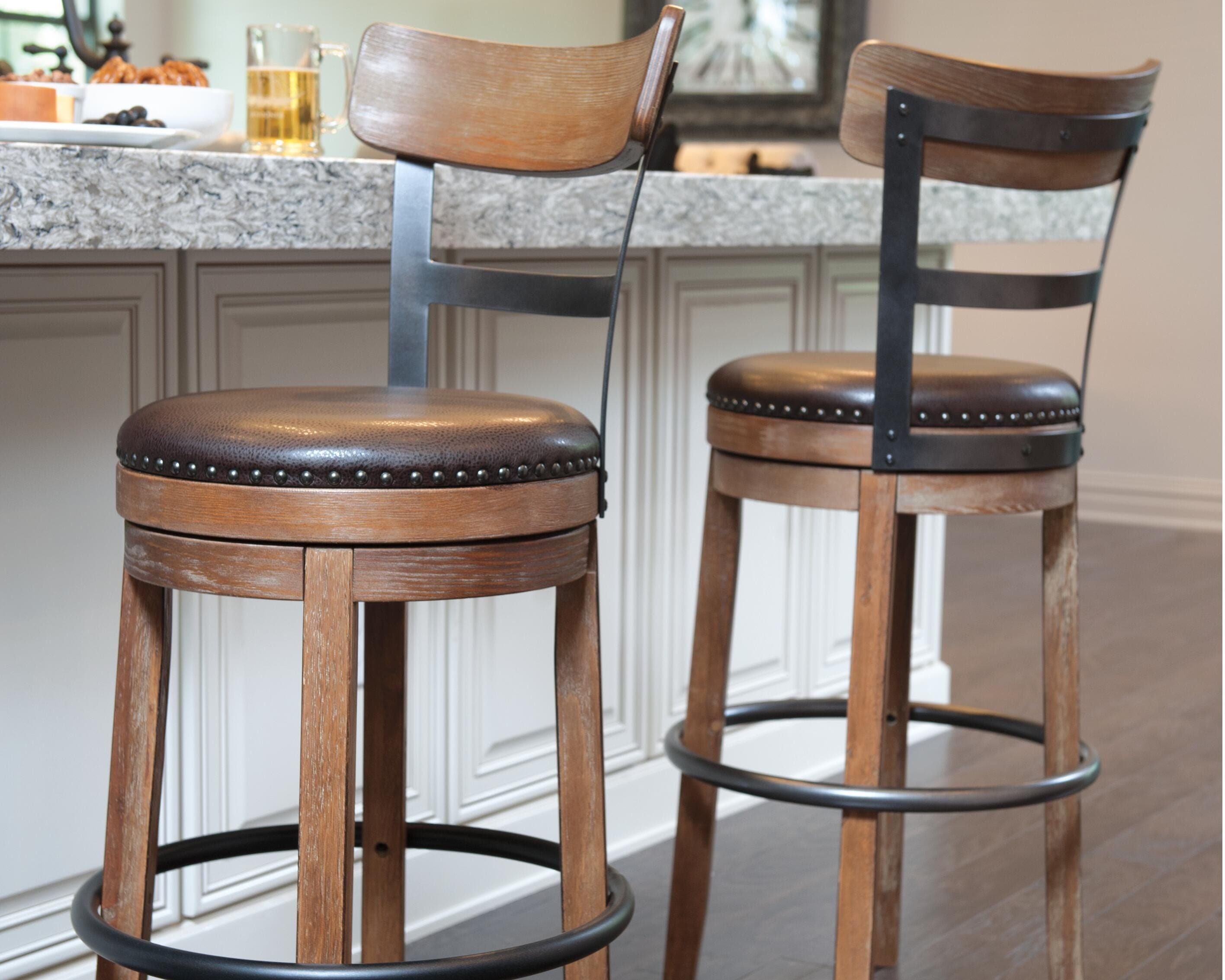 Pinnadel Bar Height Bar Stool — Brown/Beige — view 2