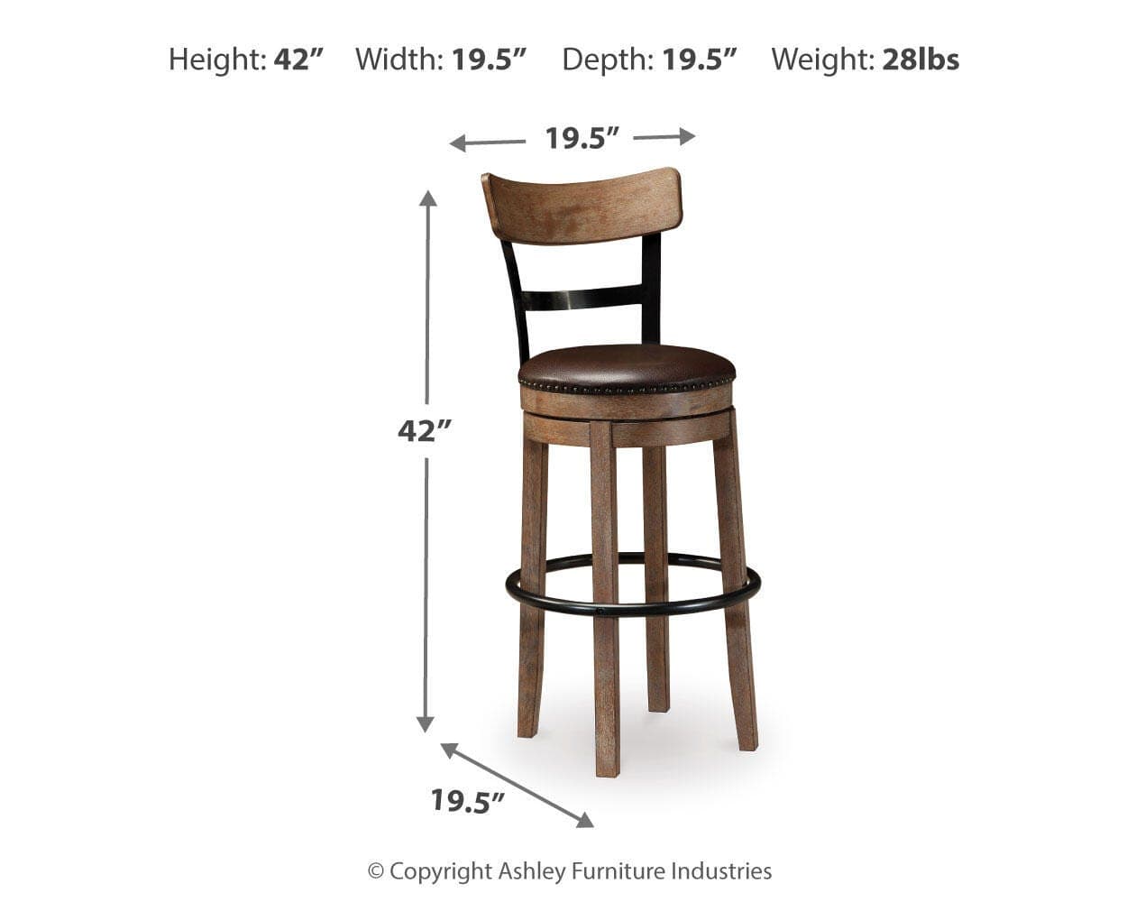 Pinnadel Bar Height Bar Stool — Brown/Beige — view 3