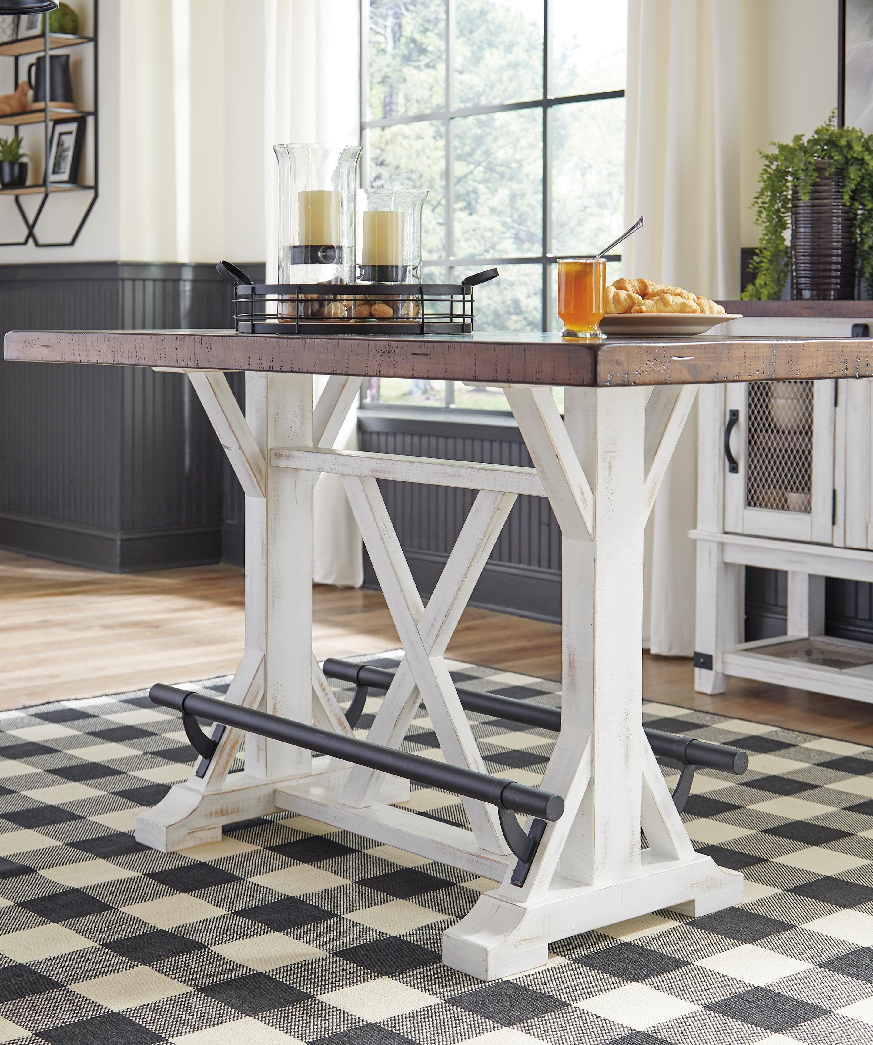 Valebeck Counter Height Dining Table — White & Brown/Beige — view 5