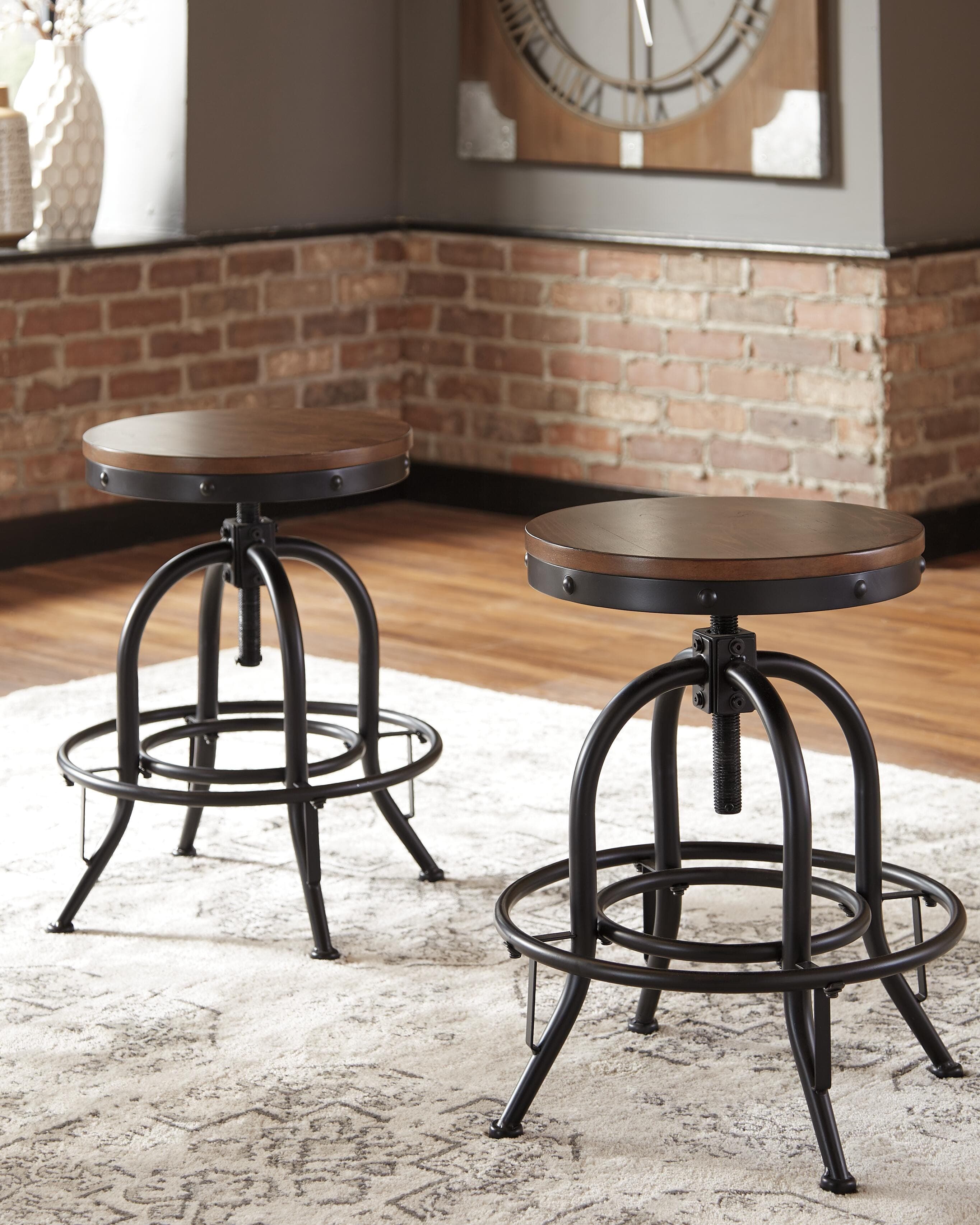 Valebeck Counter Height Bar Stool — Black/Gray & Brown/Beige — view 2