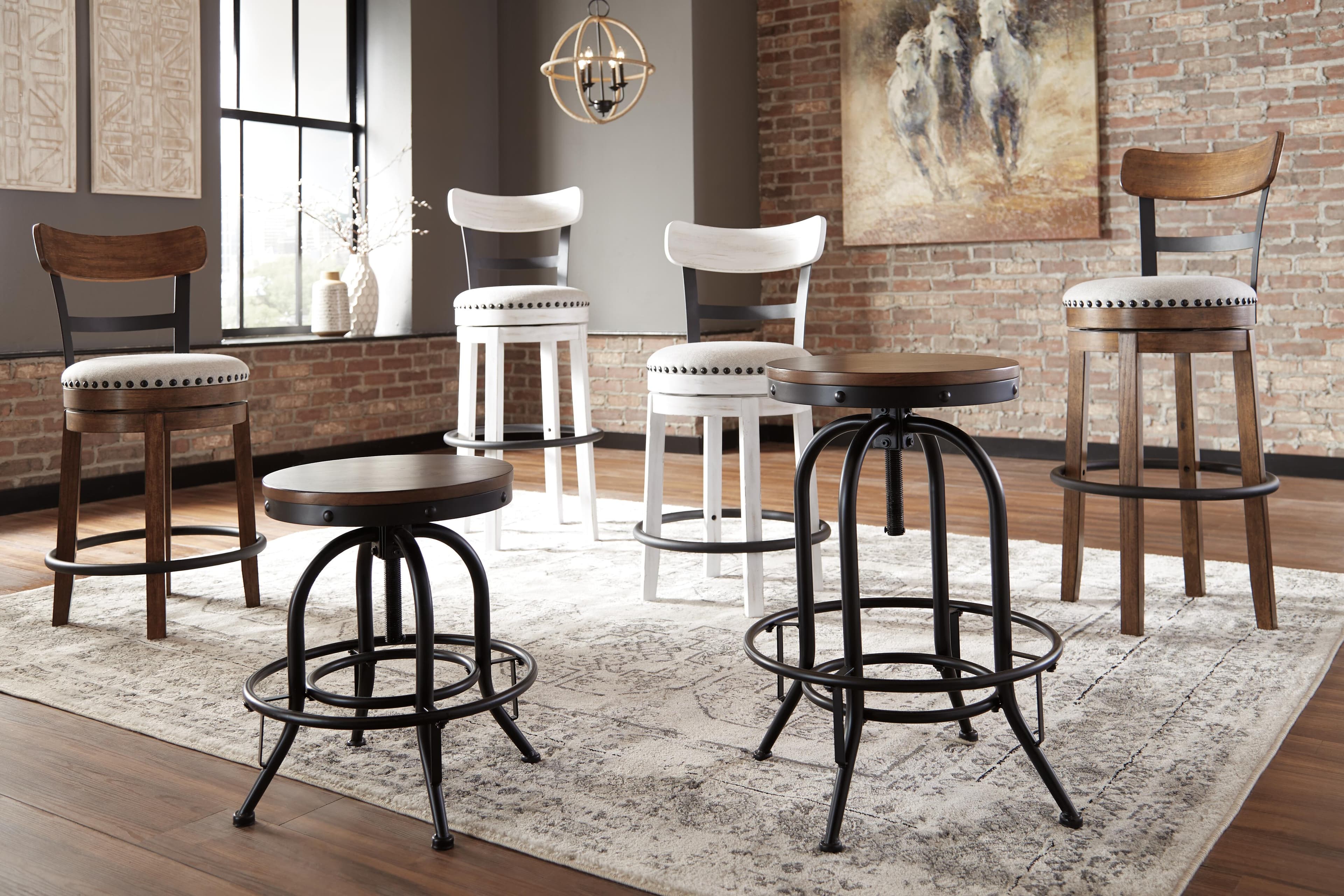 Valebeck Counter Height Bar Stool — Black/Gray & Brown/Beige — view 5